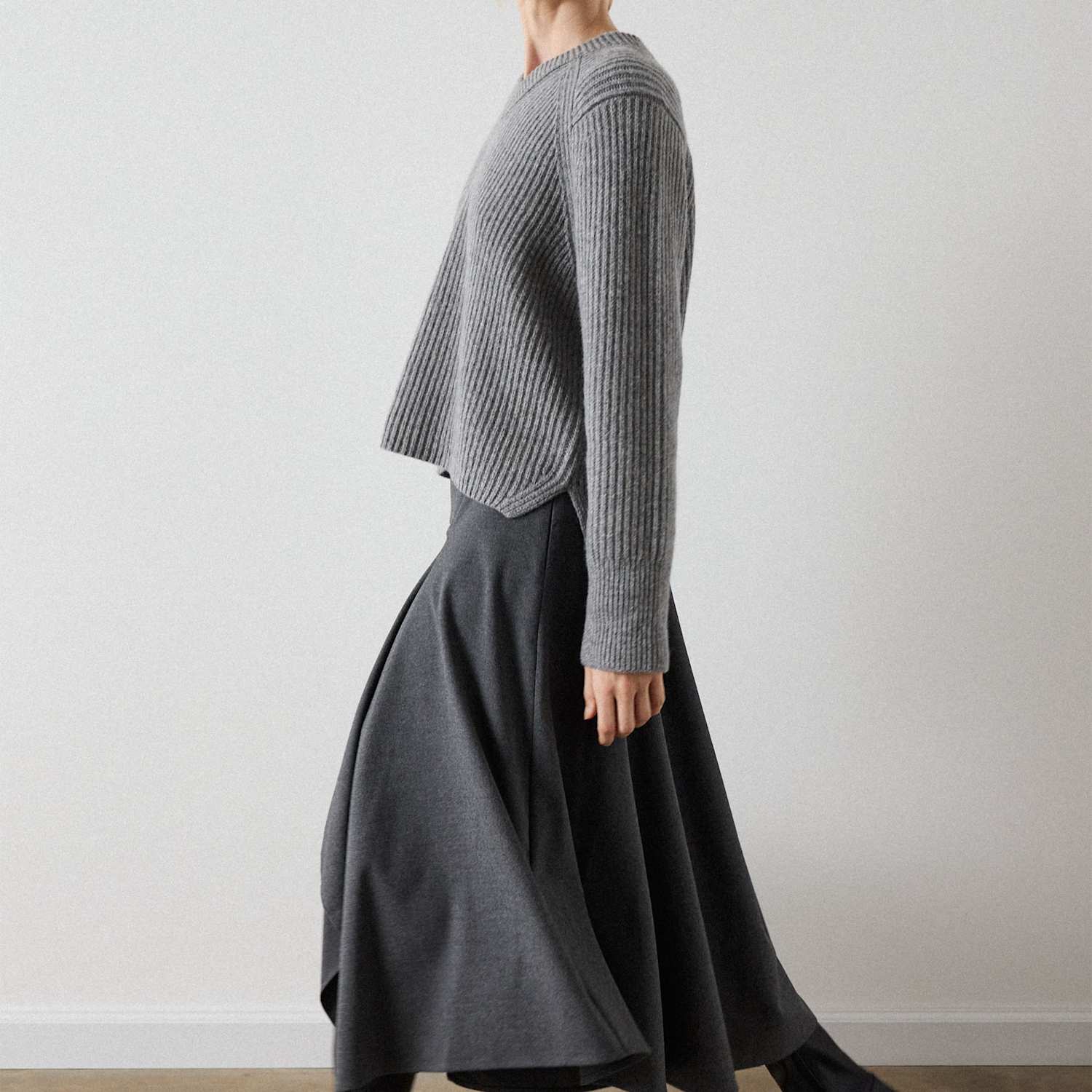 Whistles Women's Midi Asymmetric Skirt - 8 - Grey - Available at M&S