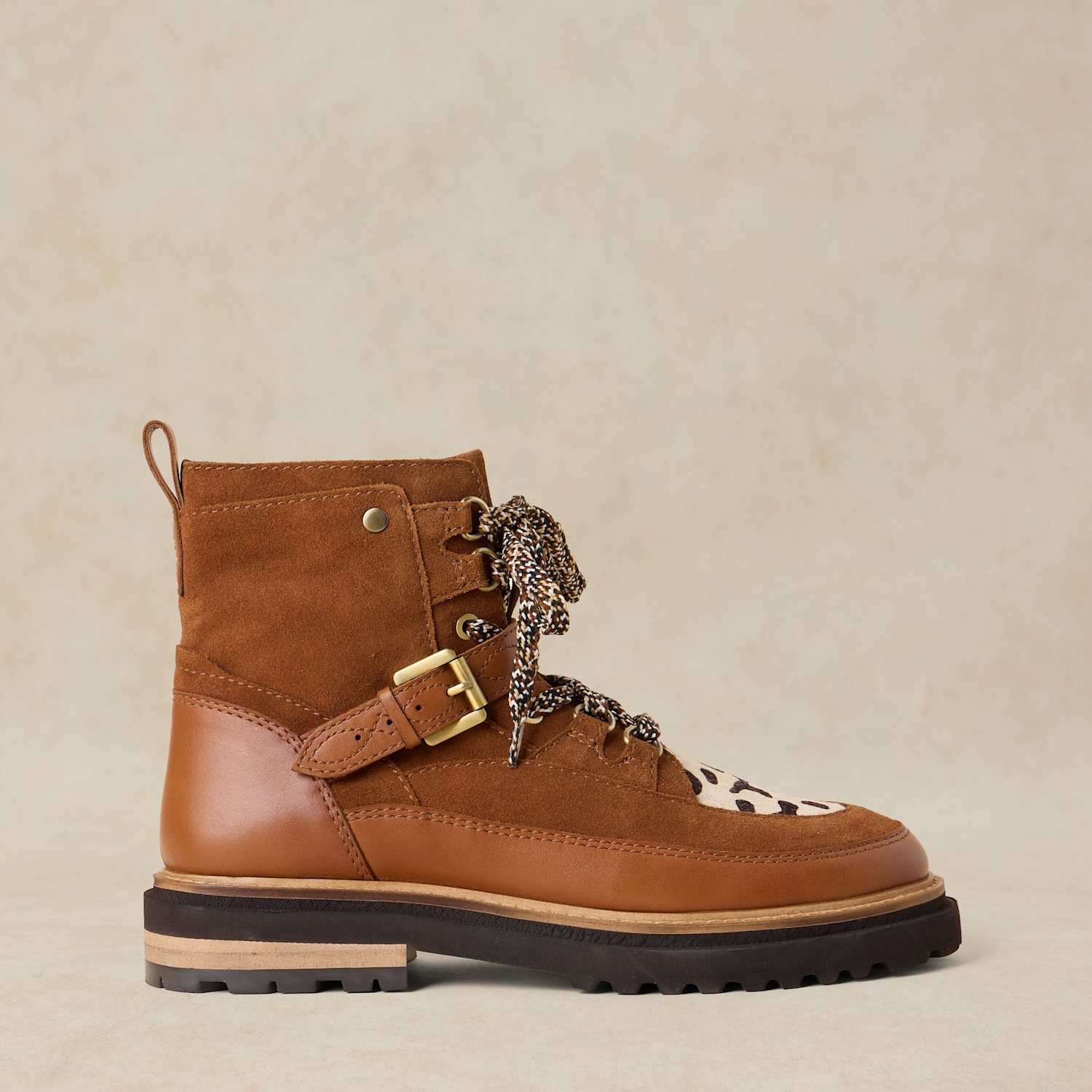 White Stuff Women's Leather Lace Up Boots - 5 - Brown Mix - Available at M&S