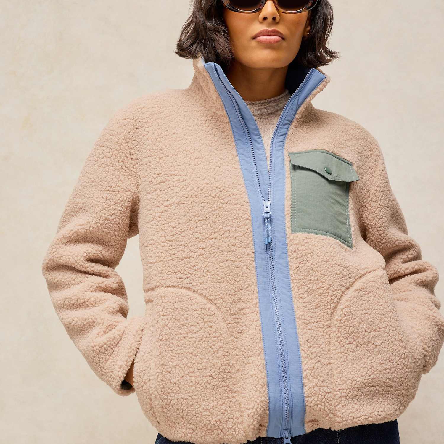 White Stuff Women's Borg Fleece Zip Up Sweatshirt - Extra Large - Natural Mix - Available at M&S