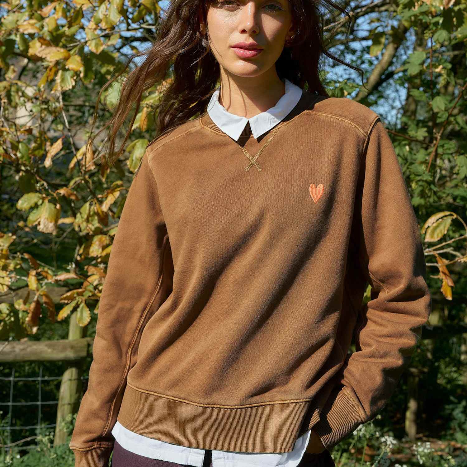 White Stuff Women's Pure Cotton Heart Sweatshirt - 16 - Brown - Available at M&S
