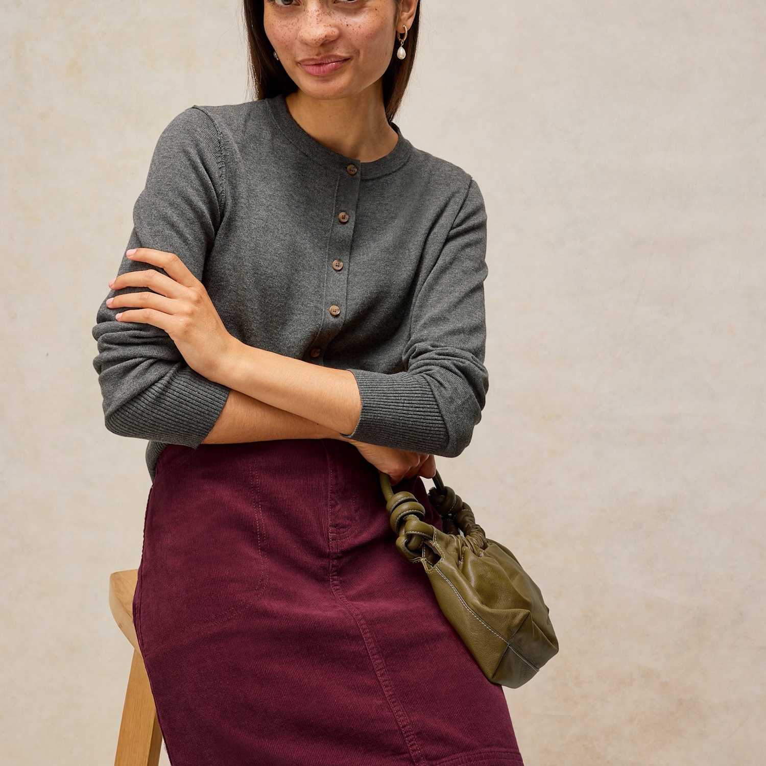 White Stuff Women's Cotton Rich Cord Knee Length A-Line Skirt - 10 - Purple - Available at M&S