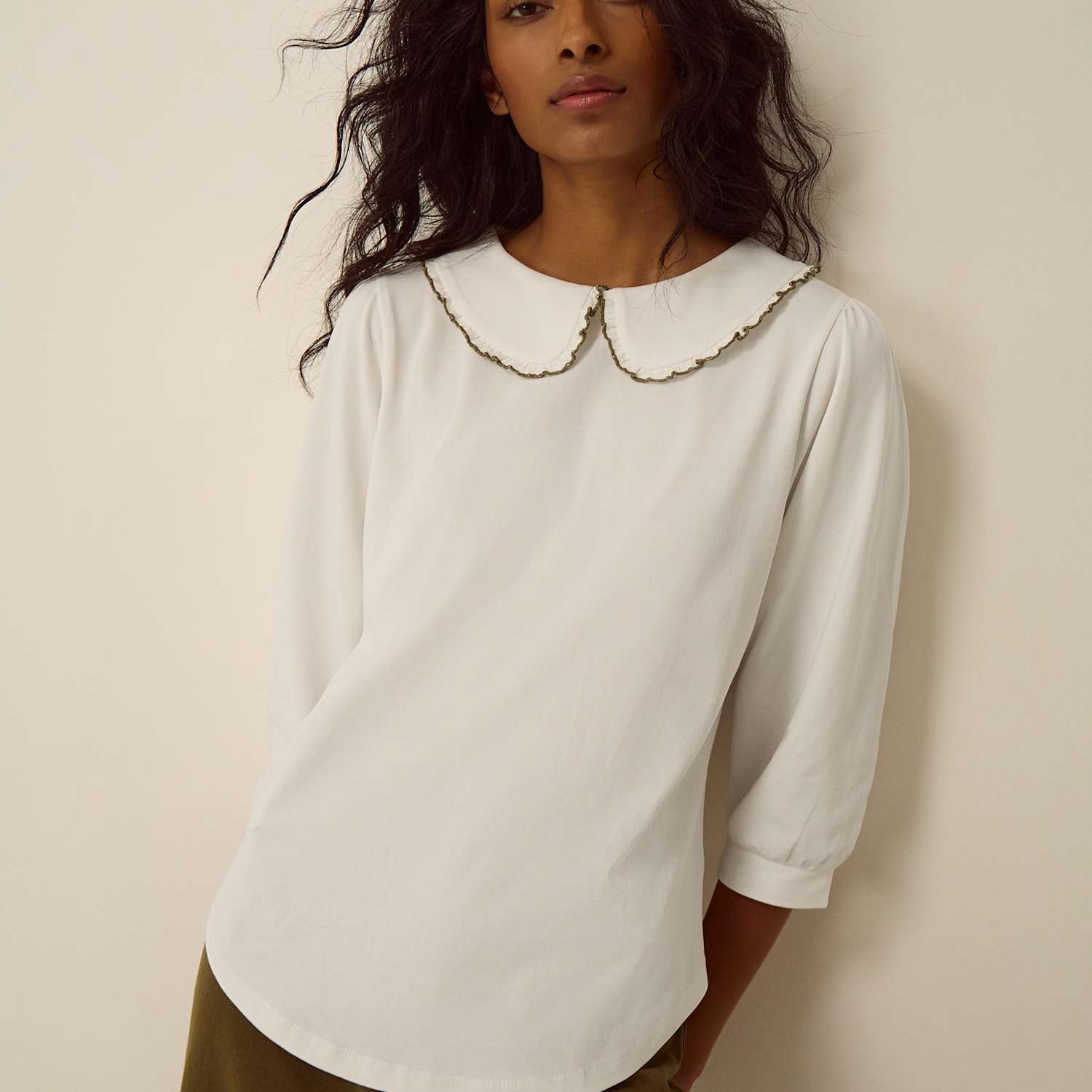 Monsoon Women's Cotton Rich Collared Blouse - Medium - Ivory - Available at M&S