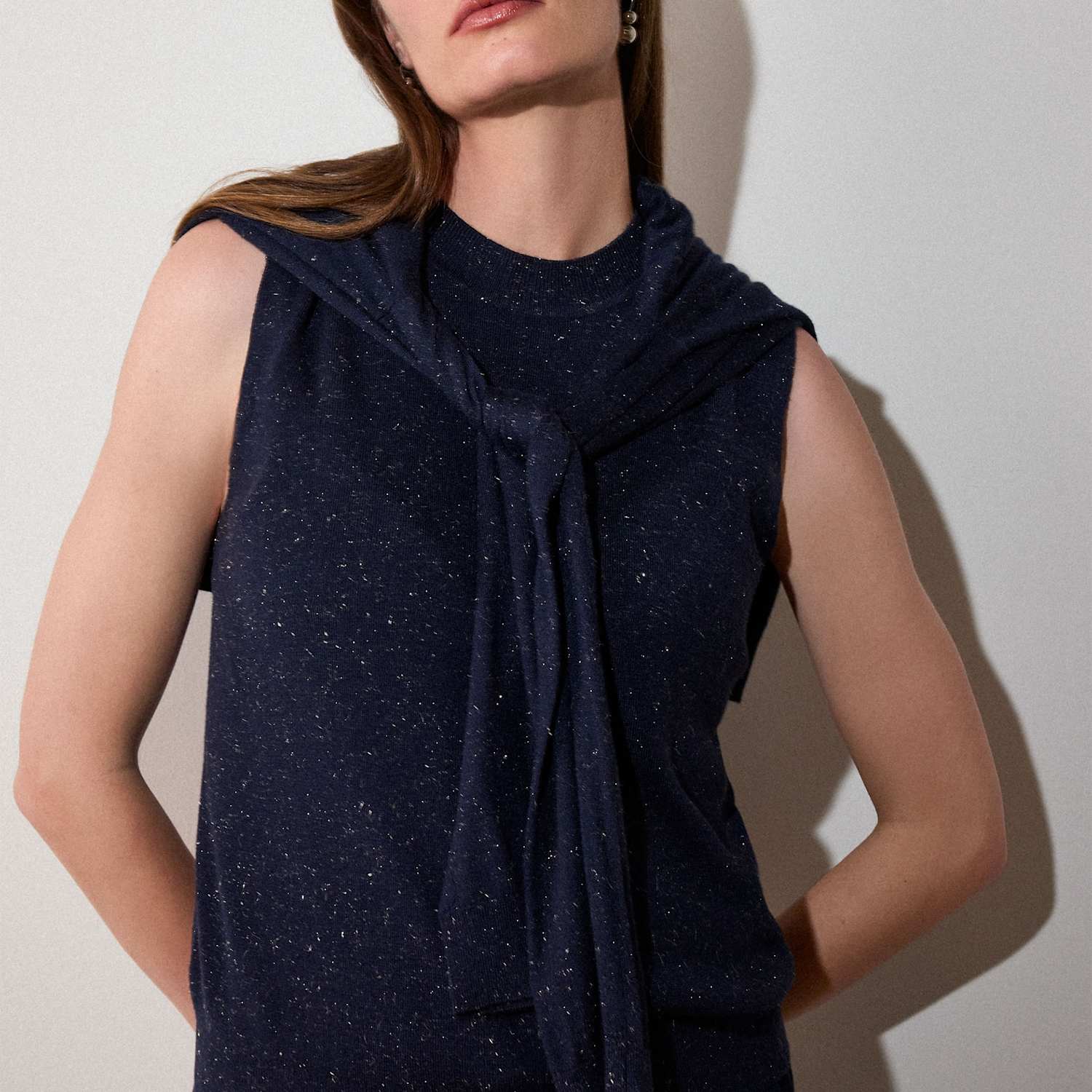 Whistles Women's Sparkly Regular Fit Tank Top - 10 - Navy - Available at M&S