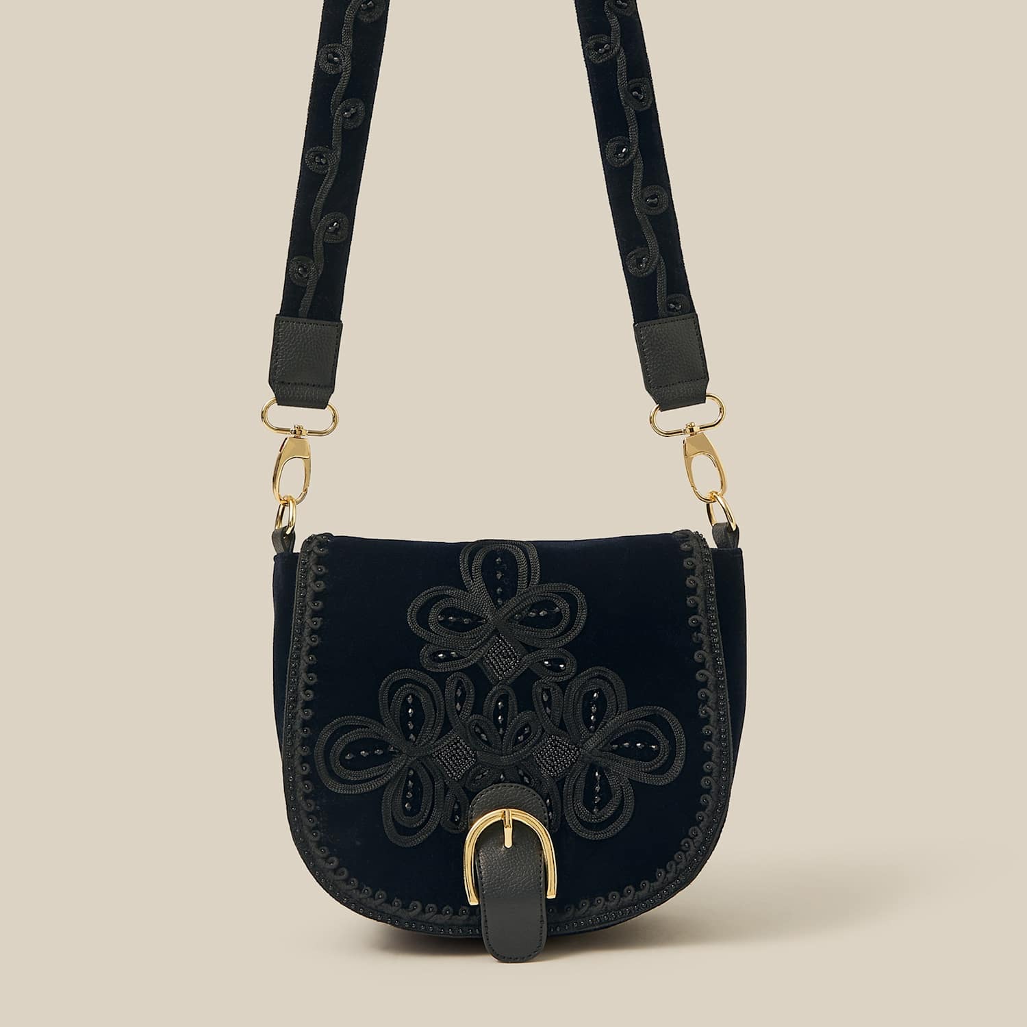 Monsoon Women's Cross Body Saddle Bag - Navy Mix - Available at M&S