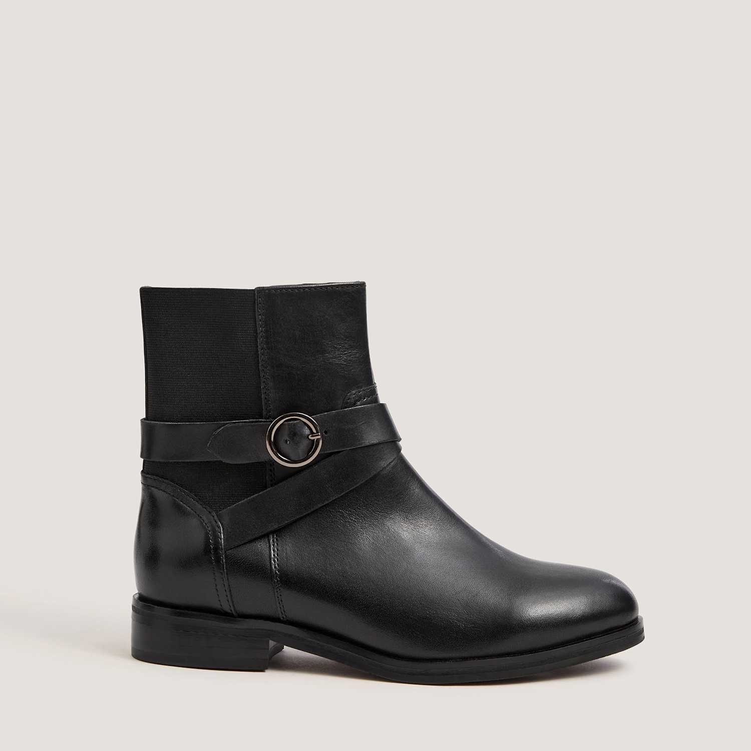 Monsoon Women's Leather Buckle Block Heel Ankle Boots - 5 - Black - Available at M&S