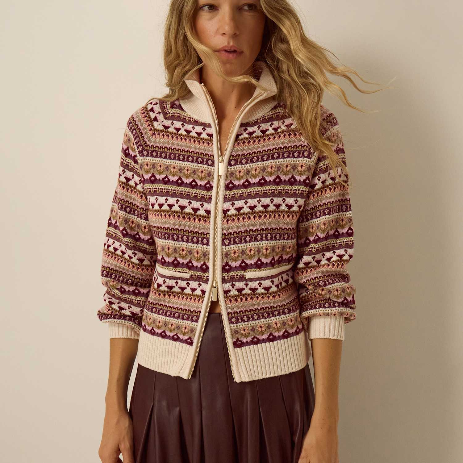 Monsoon Women's Fair Isle Collared Cardigan - Medium - Ivory Mix - Available at M&S