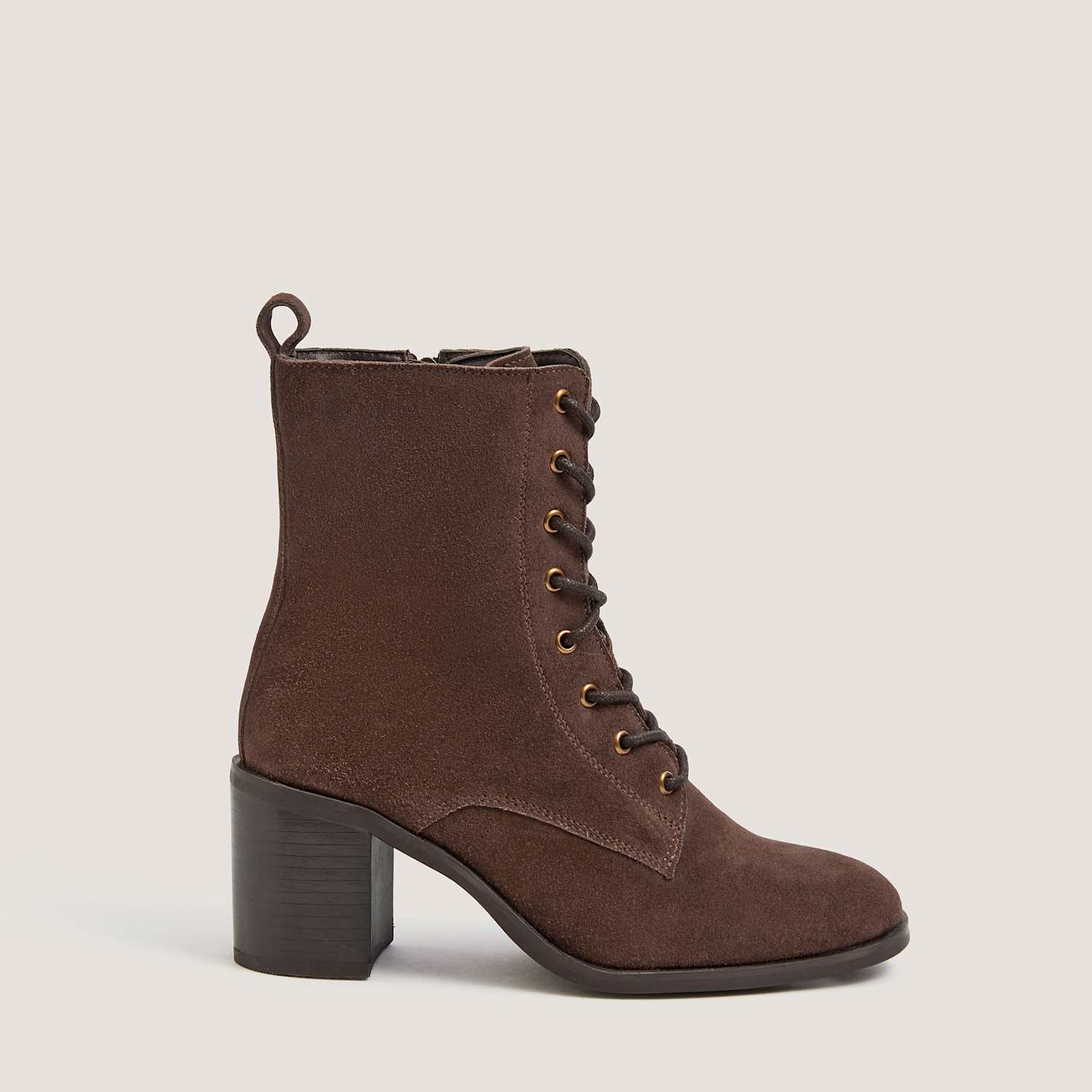 Monsoon Women's Suede Lace Up Block Heel Ankle Boots - 6 - Chocolate - Available at M&S