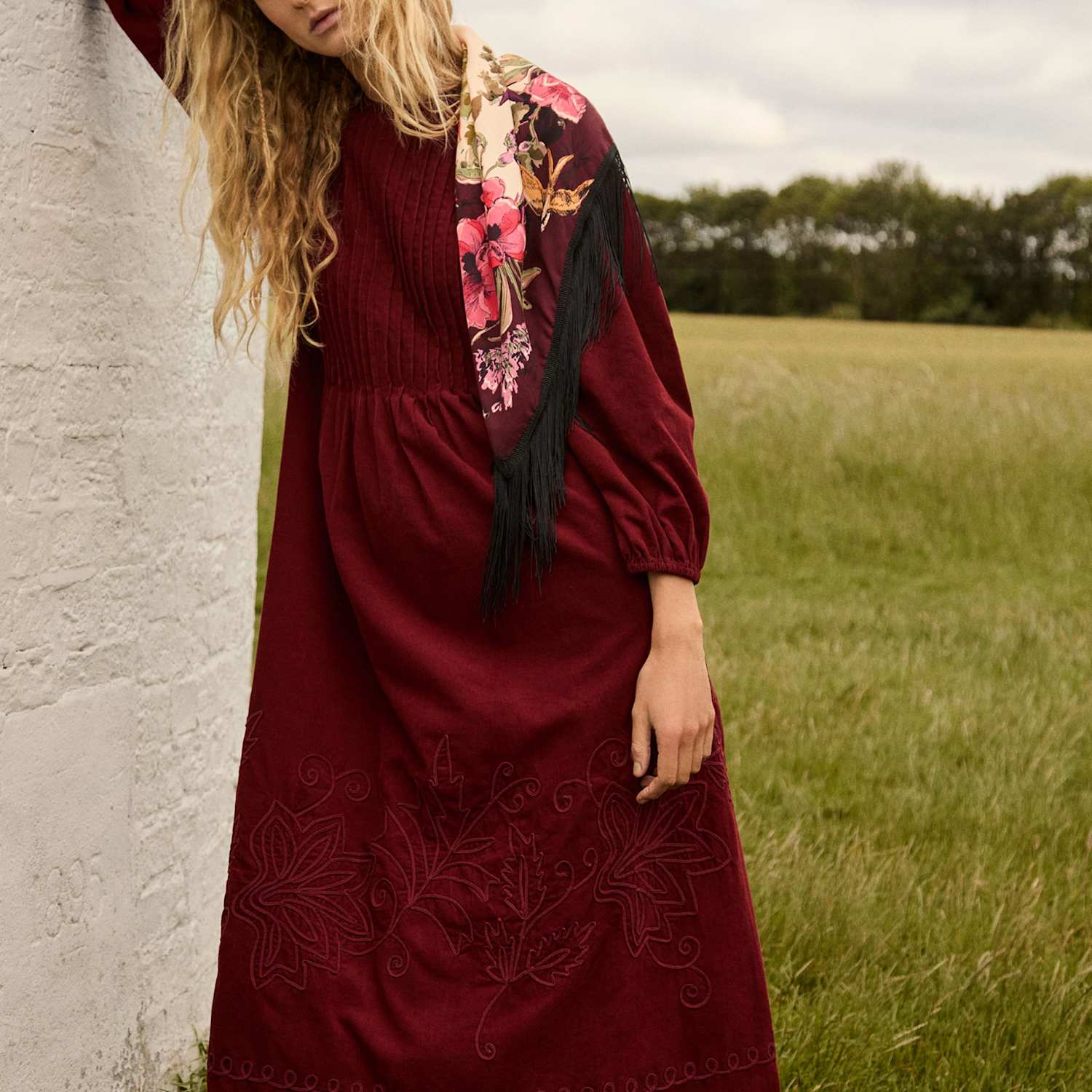Monsoon Women's Pure Cotton Cord Embroidered Smock Dress - 18 - Brown Mix - Available at M&S