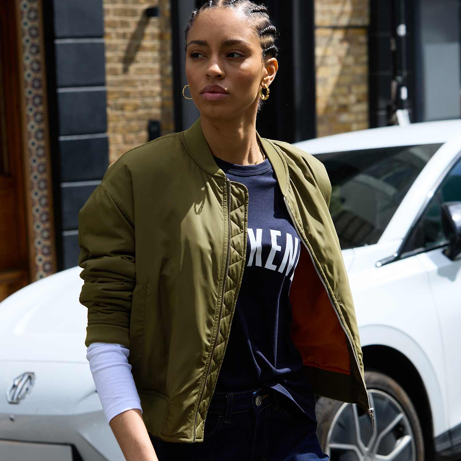 Baukjen Women's Padded Relaxed Cropped Bomber Jacket - 10 - Khaki - Available at M&S