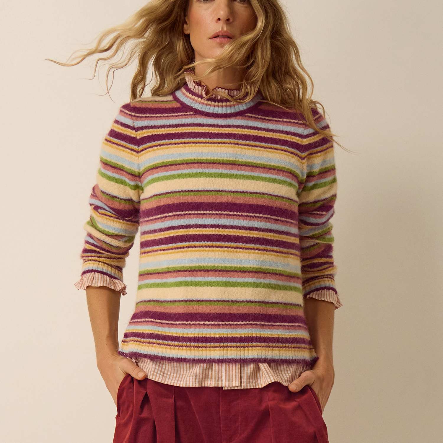 Monsoon Women's Striped Jumper - Medium - Yellow Mix - Available at M&S