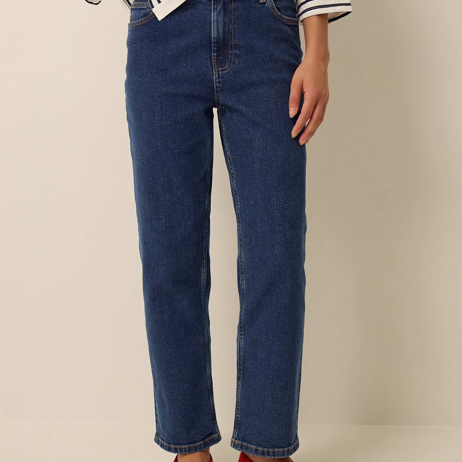 Monsoon Women's Straight Leg High Waisted Jeans - 24 - Blue - Available at M&S