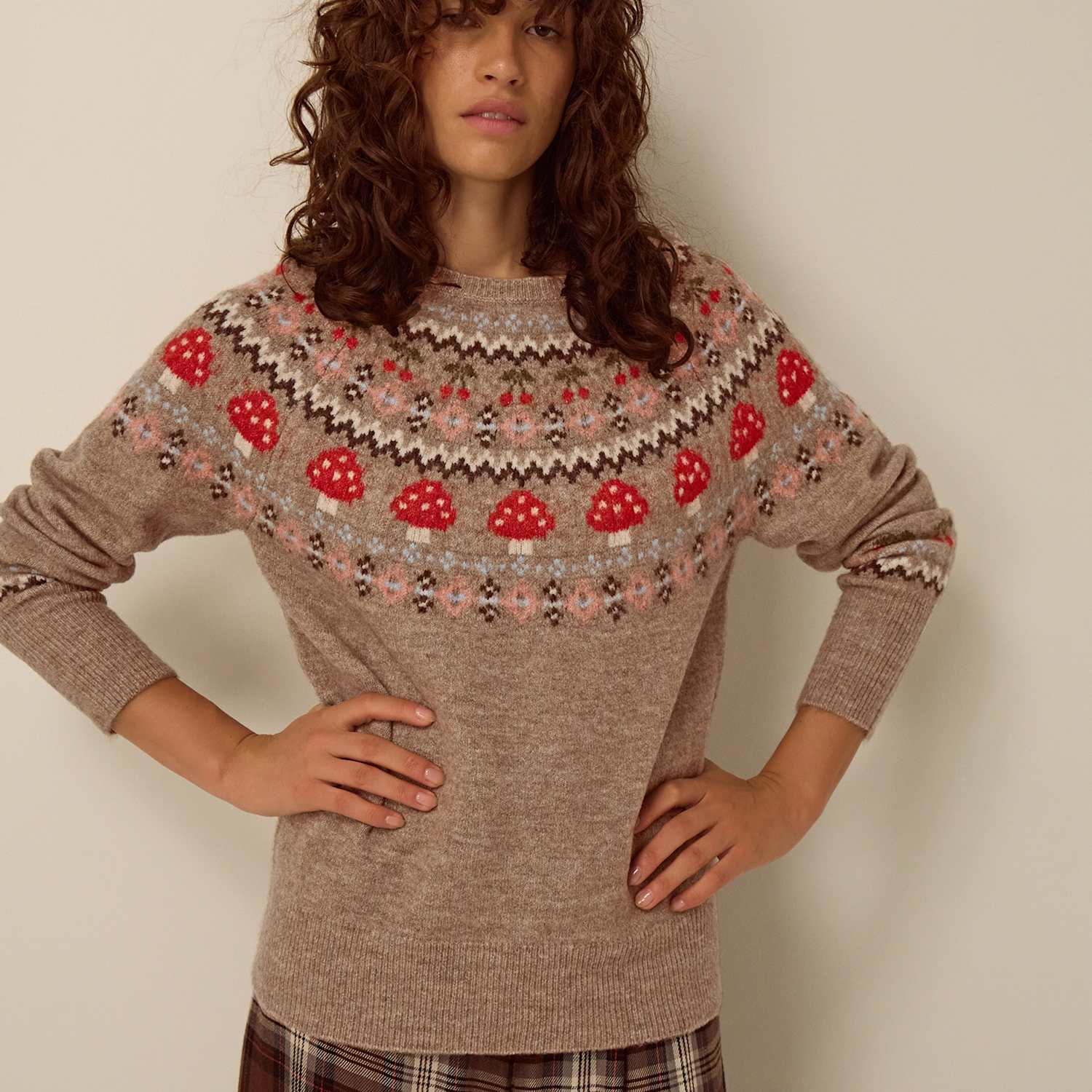 Monsoon Women's Patterned Jumper - Large - Beige Mix - Available at M&S