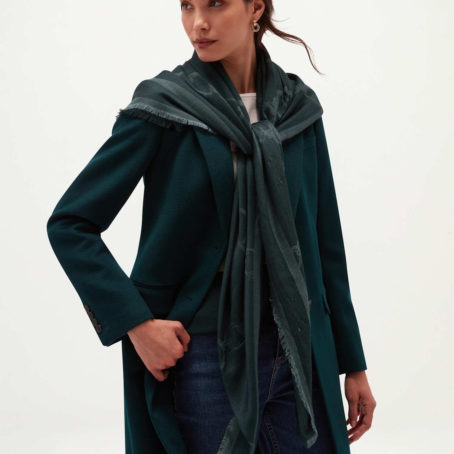 Hobbs Women's Printed Scarf - Green Mix - Available at M&S