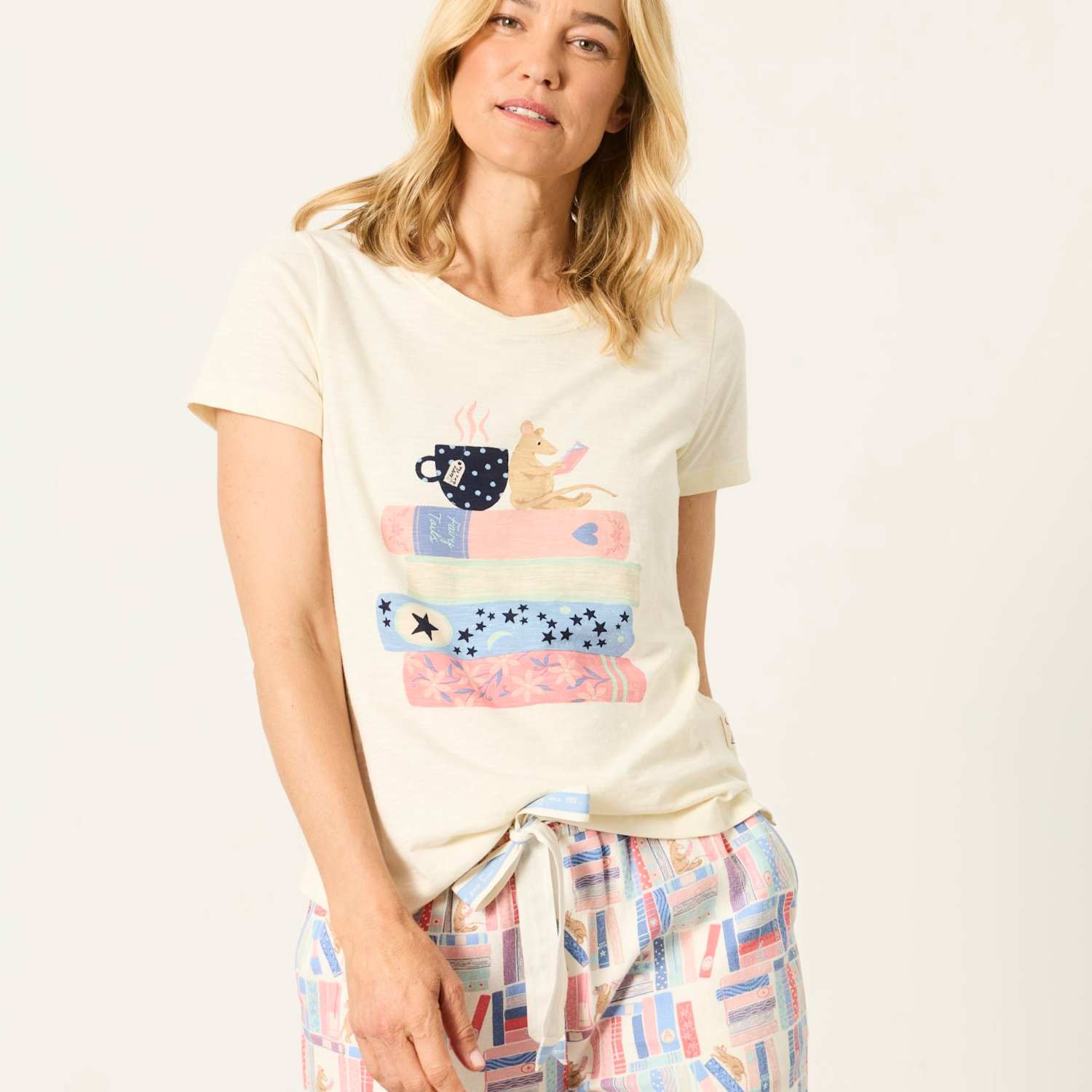 Fatface Women's Pure Cotton Pyjama Top - 8 - Ivory Mix - Available at M&S
