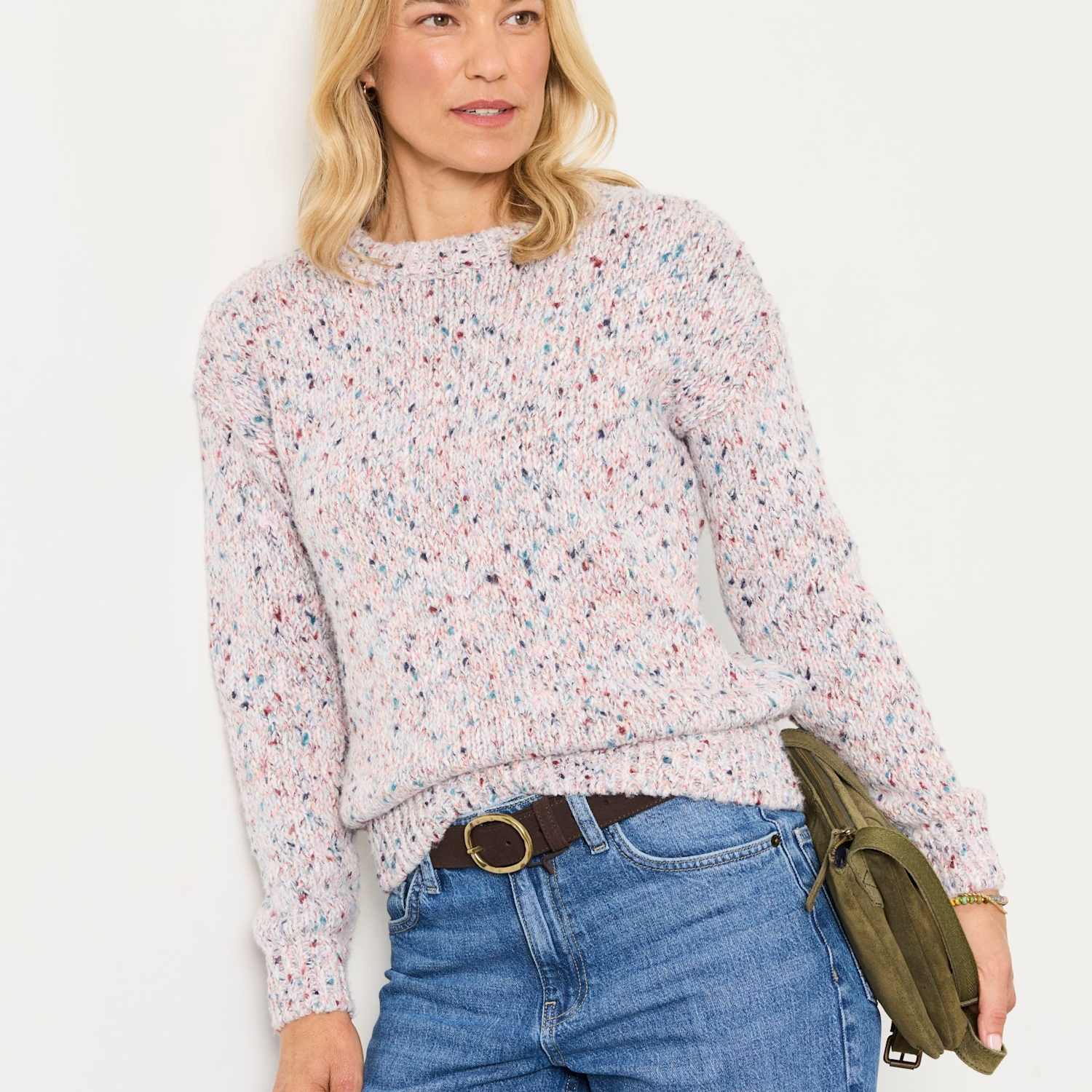 Fatface Women's Cotton Blend Flecked Crew Neck Jumper - 6 - Purple Mix - Available at M&S
