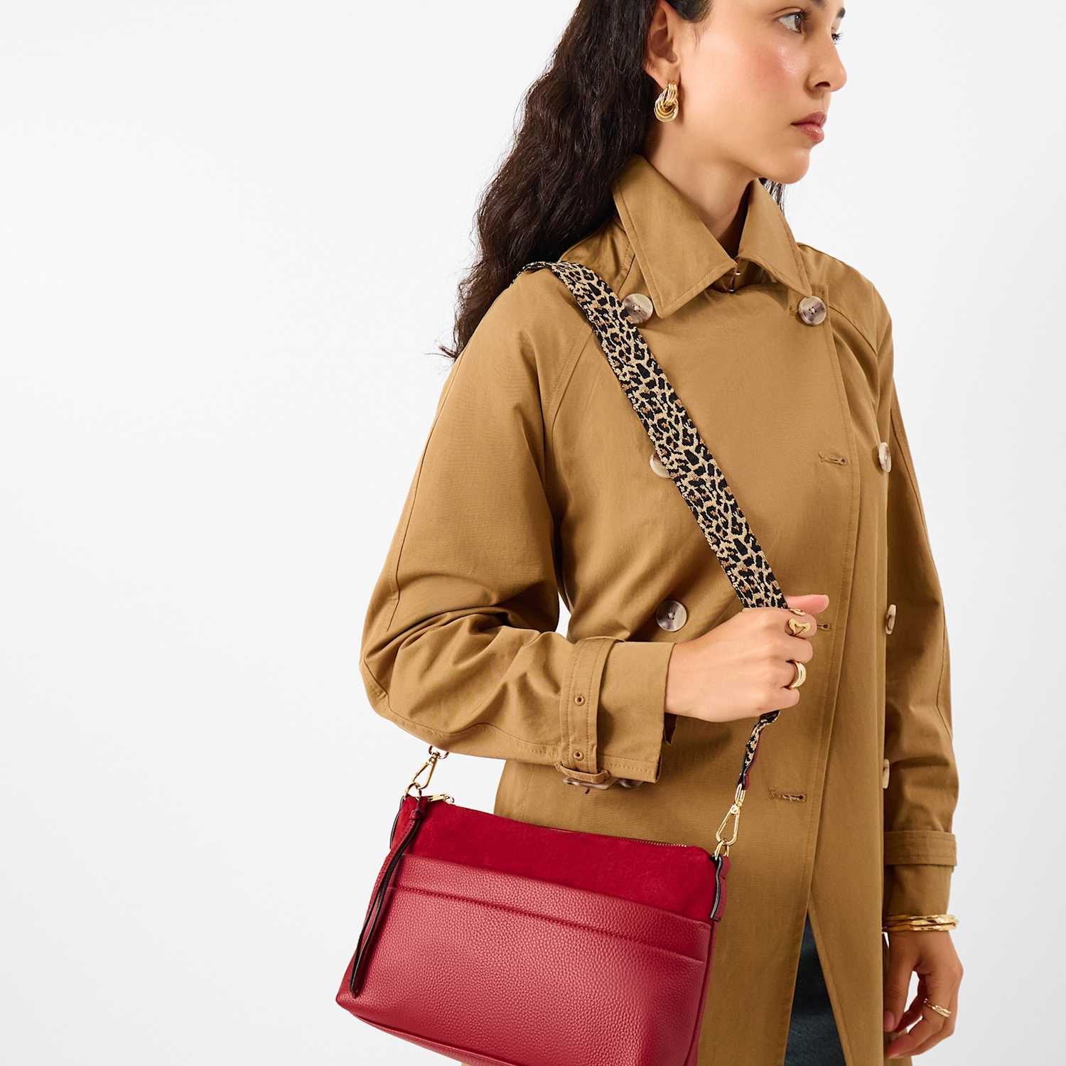 Accessorize Women's Leopard Print Crossbody Bag - Red - Available at M&S