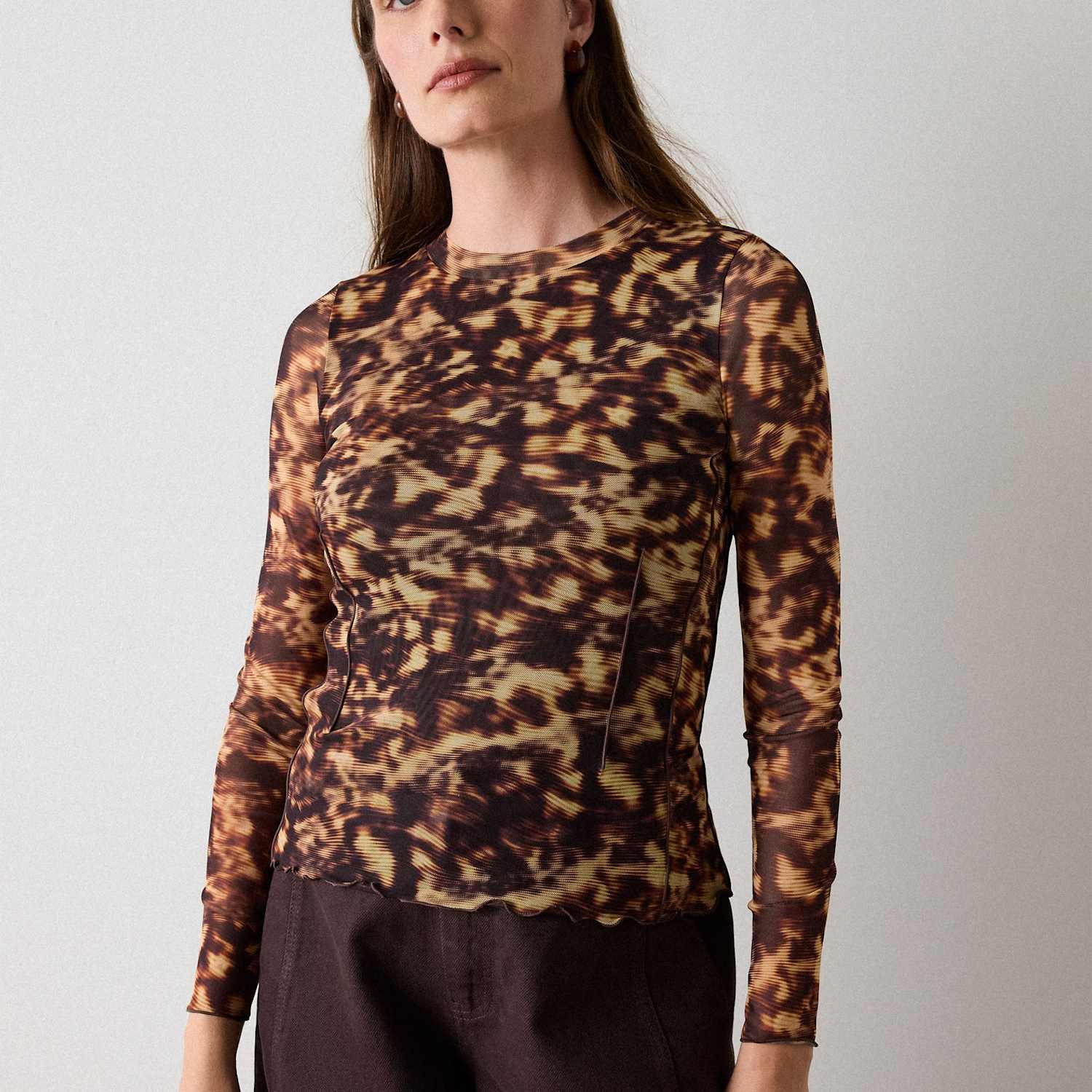 Whistles Women's Animal Print Top - 6 - Brown Mix - Available at M&S
