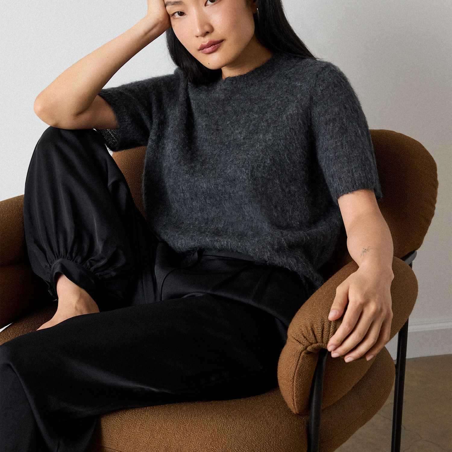 Whistles Women's Textured T-Shirt - Extra Small - Dark Grey - Available at M&S