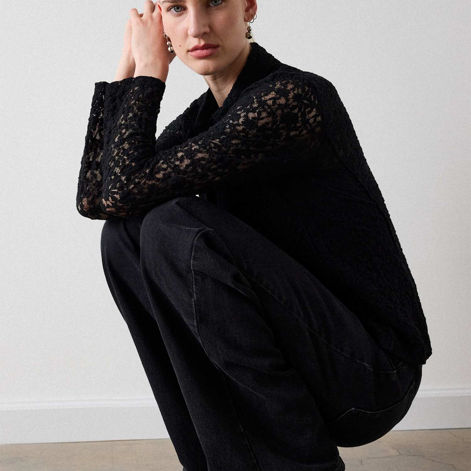 Whistles Women's Lace Collared Shirt - 8 - Black - Available at M&S