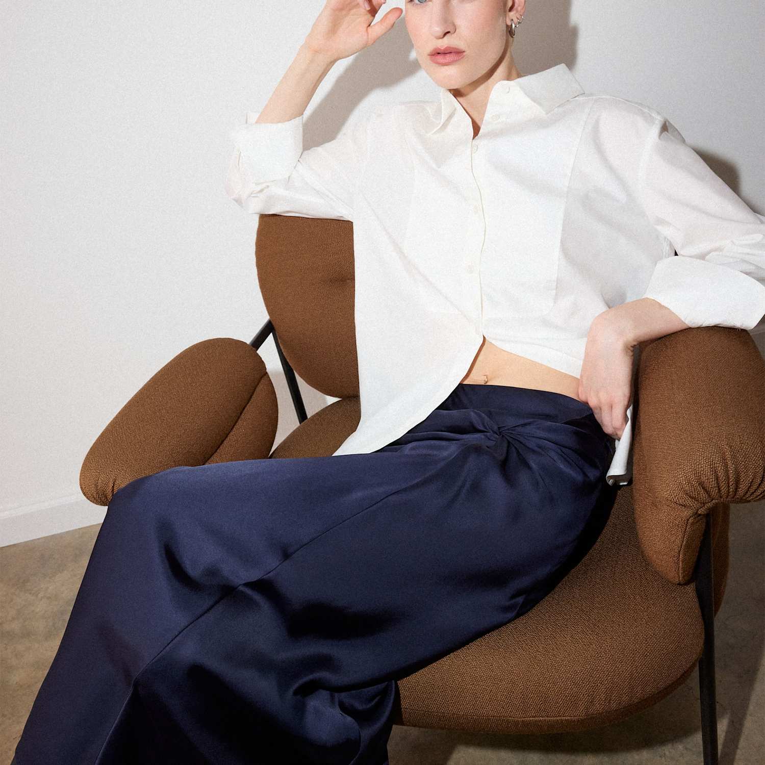 Whistles Women's Satin Midi A-Line Skirt - 16 - Navy - Available at M&S