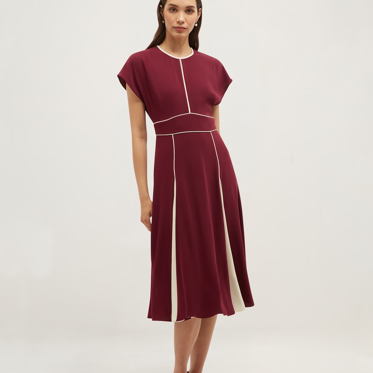 Hobbs Women's Colour Block Pleated Skater Dress - 16 - Purple Mix - Available at M&S