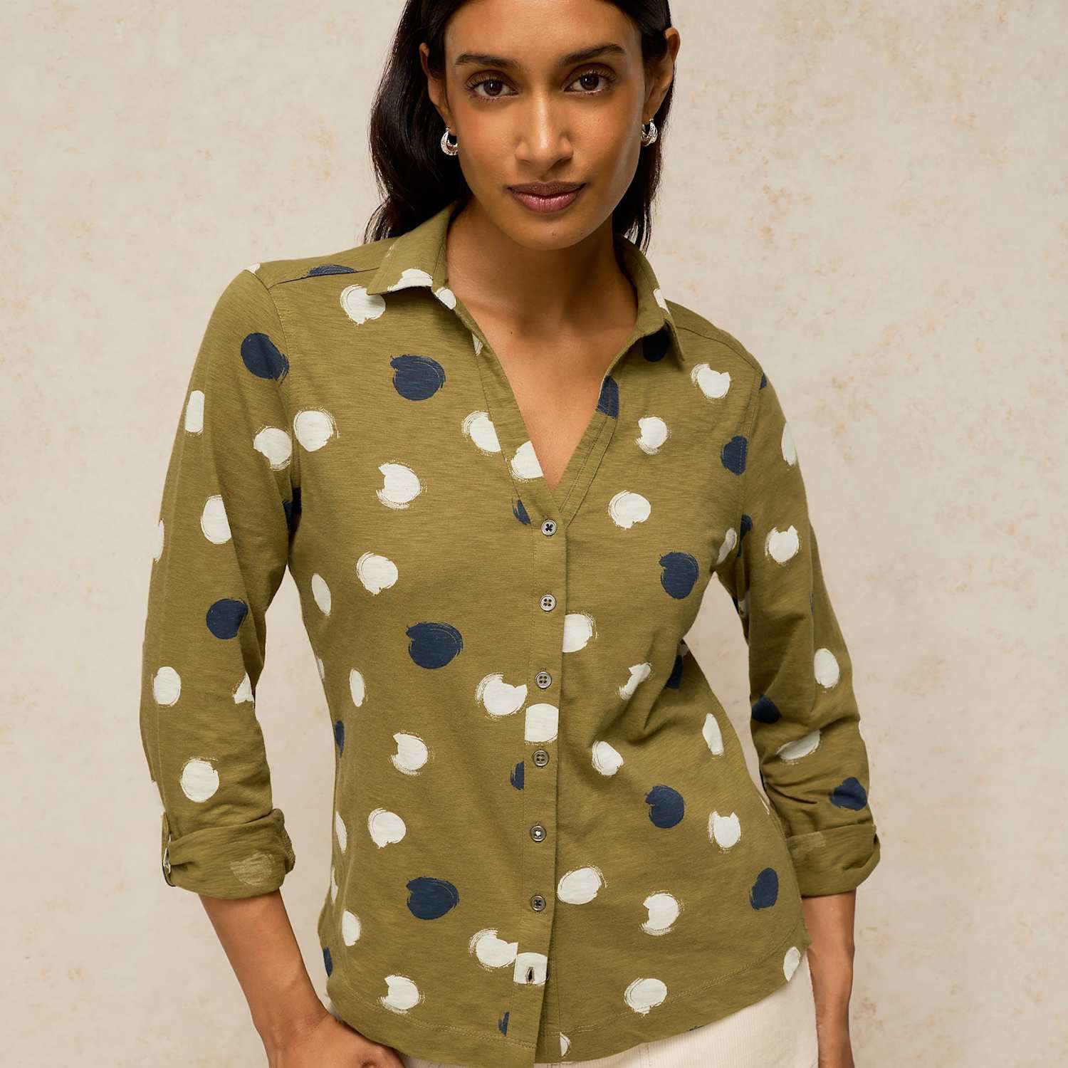 White Stuff Women's Pure Cotton Printed Collared Shirt - 14 - Green Mix - Available at M&S