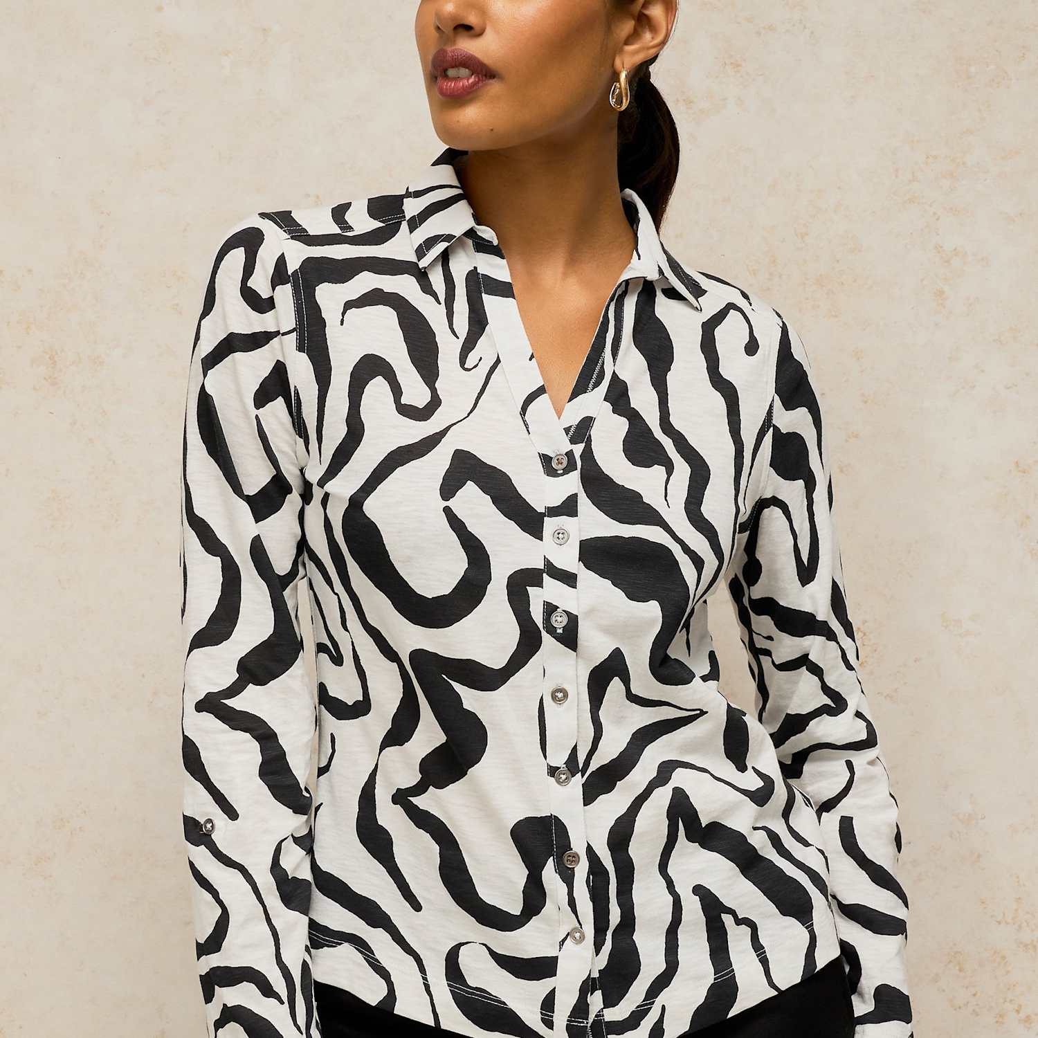 White Stuff Women's Annie Pure Cotton Printed Collared Shirt - 8 - Ivory Mix - Available at M&S