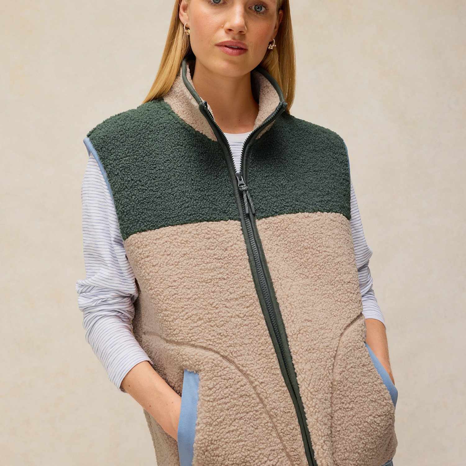 White Stuff Women's Borg Printed Gilet - Large - Natural Mix - Available at M&S