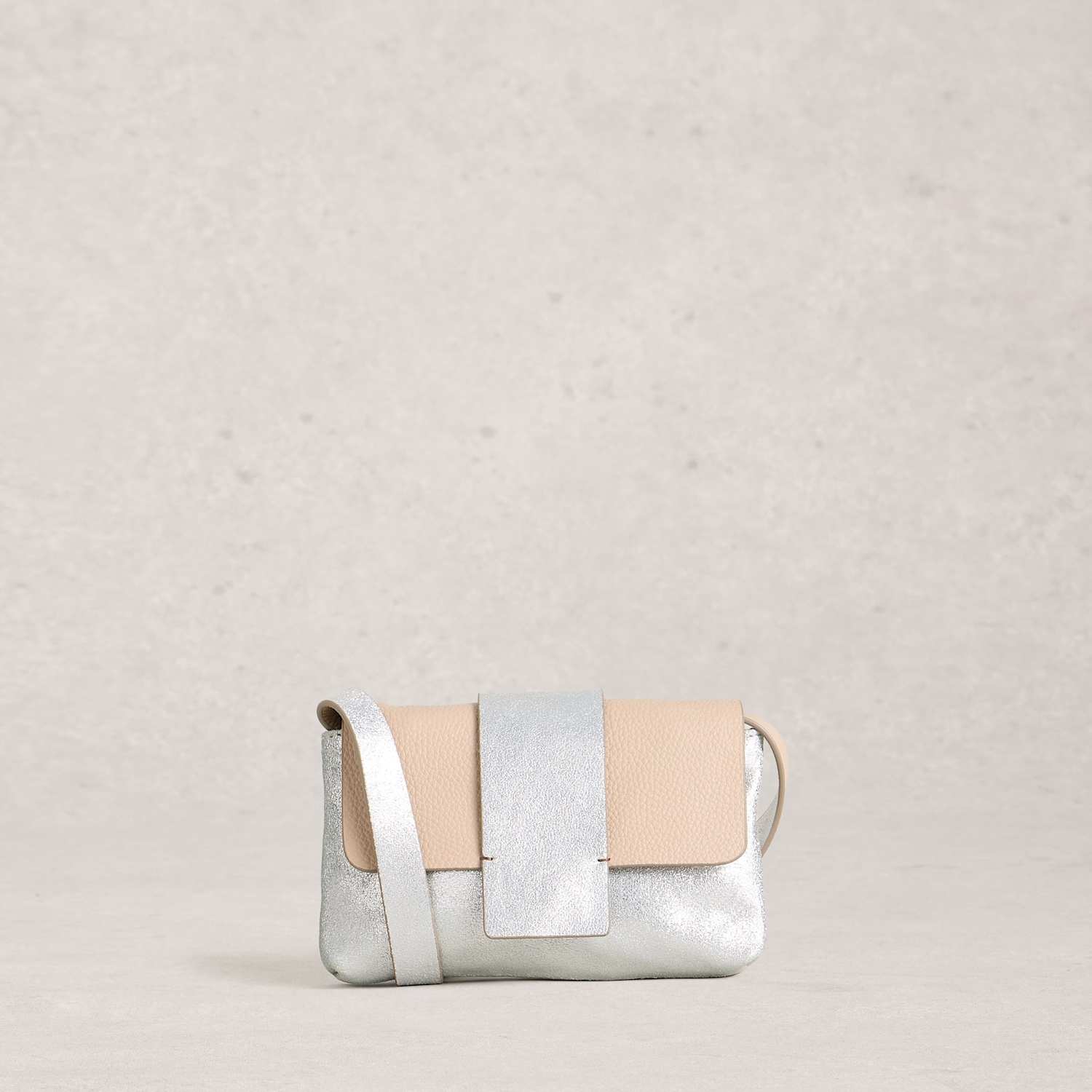 White Stuff Women's Leather Metallic Convertible Cross Body Bag - Silver - Available at M&S