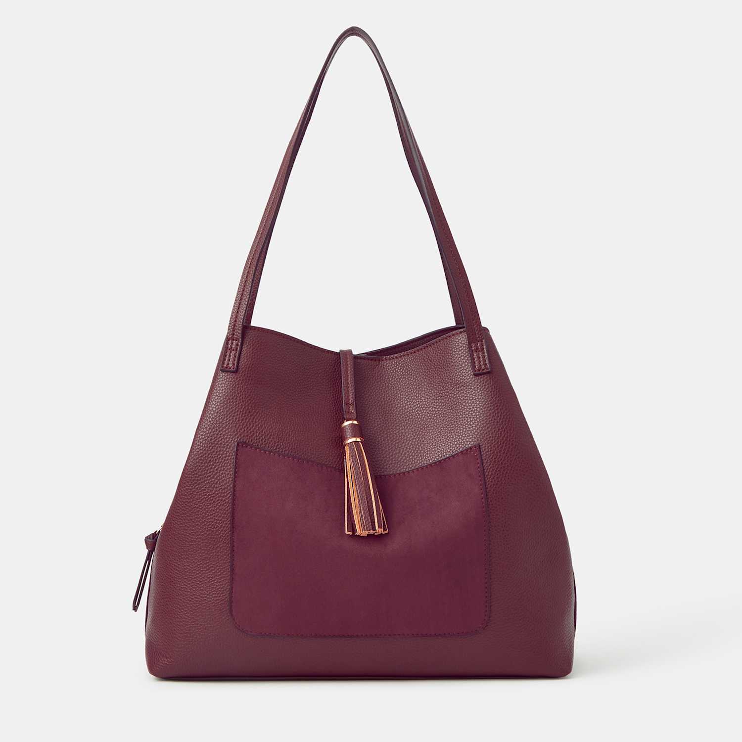 Accessorize Women's Faux Leather Slouchy Shoulder Bag - Burgundy - Available at M&S