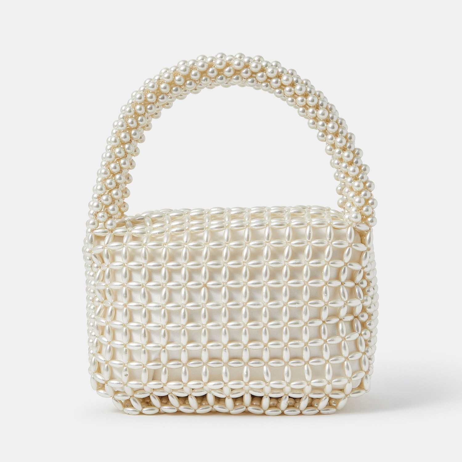 Accessorize Women's Bridal Beaded Pearl Effect Grab Bag - Ivory - Available at M&S