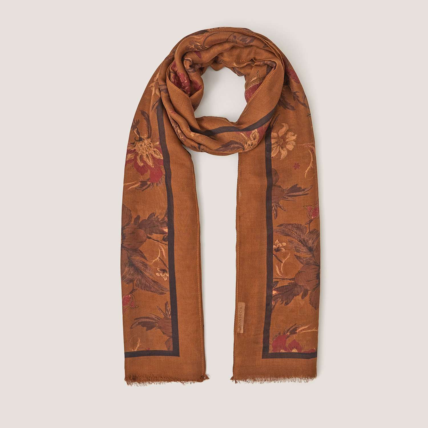 Monsoon Women's Modal Silk Printed Scarf - Yellow Mix - Available at M&S
