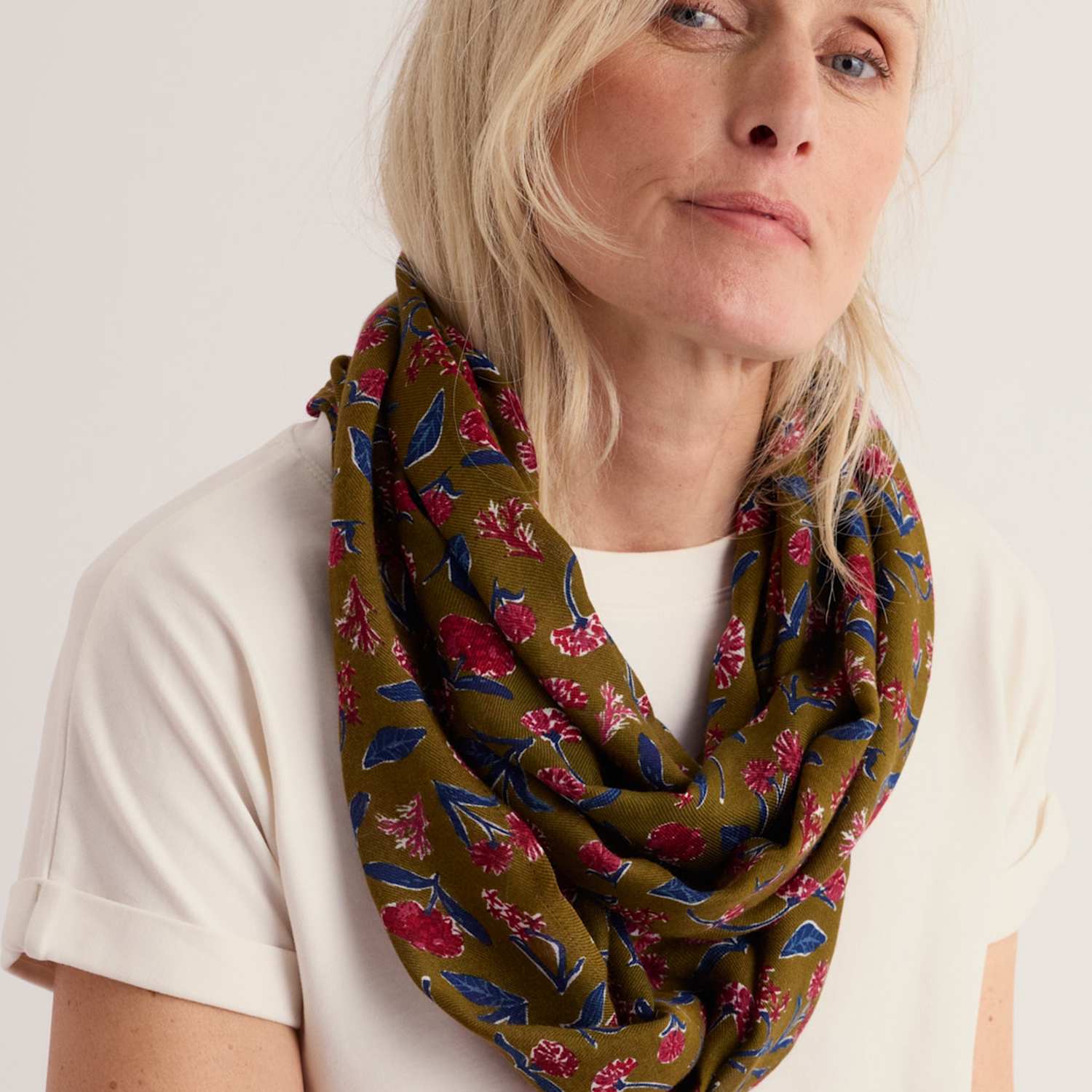 Seasalt Cornwall Women's Modal Rich Floral Snood - Green Mix - Available at M&S