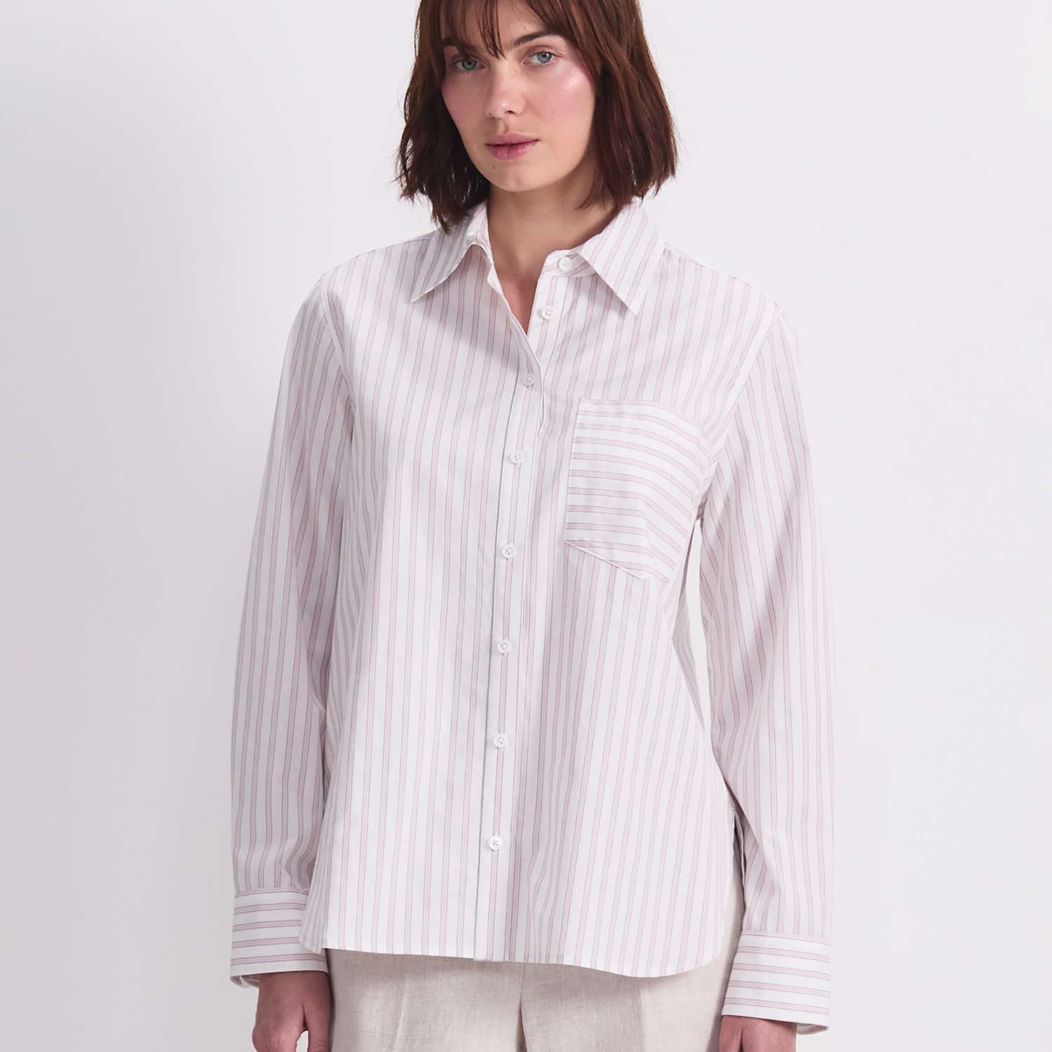 Sportscraft Women's Pure Cotton Striped Collared Shirt - 8 - Pink Mix - Available at M&S