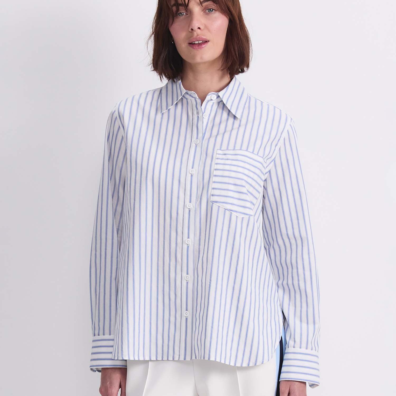Sportscraft Women's Pure Cotton Striped Collared Shirt - 10 - Blue Mix - Available at M&S