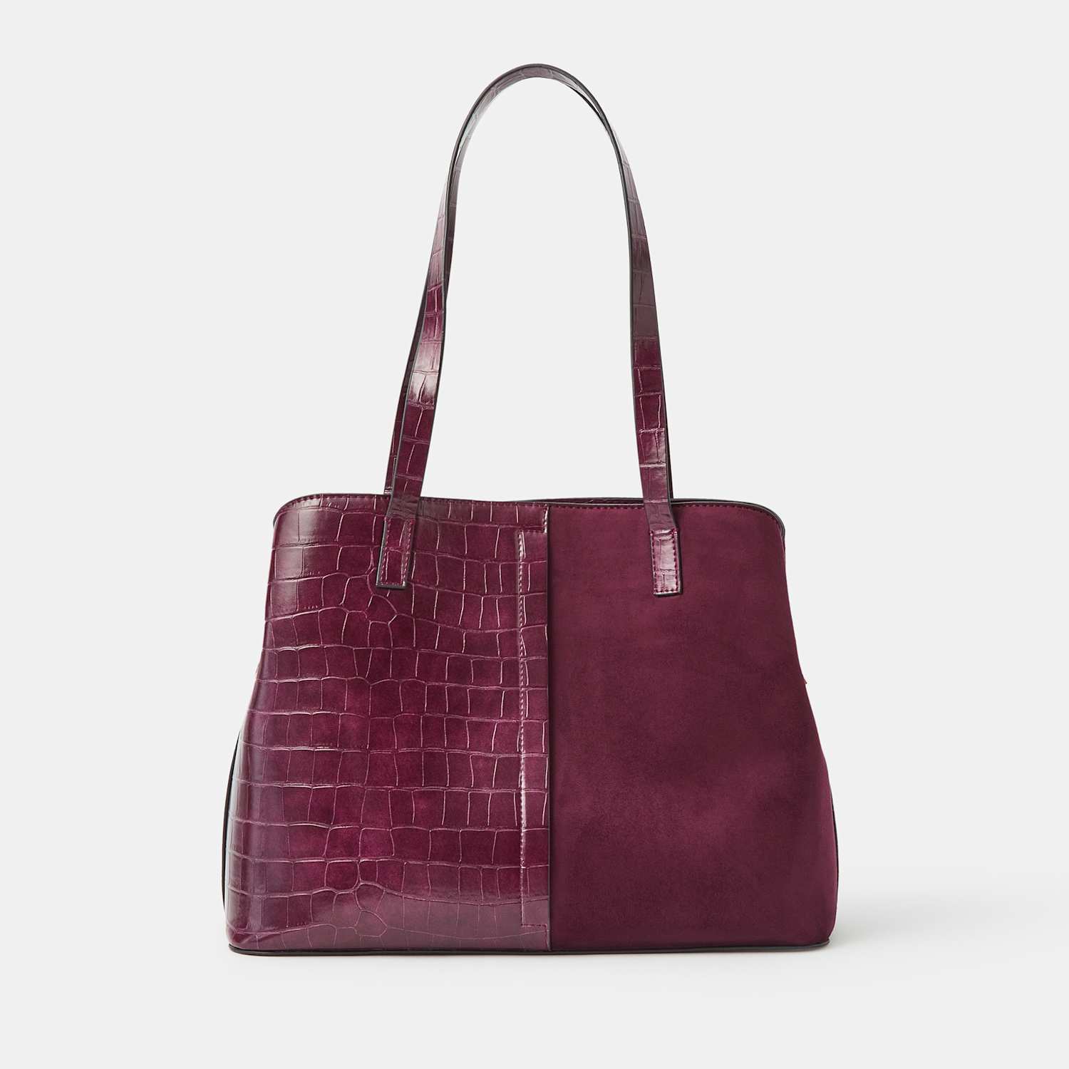 Accessorize Women's Croc Effect Webbed Strap Shoulder Bag - Burgundy - Available at M&S