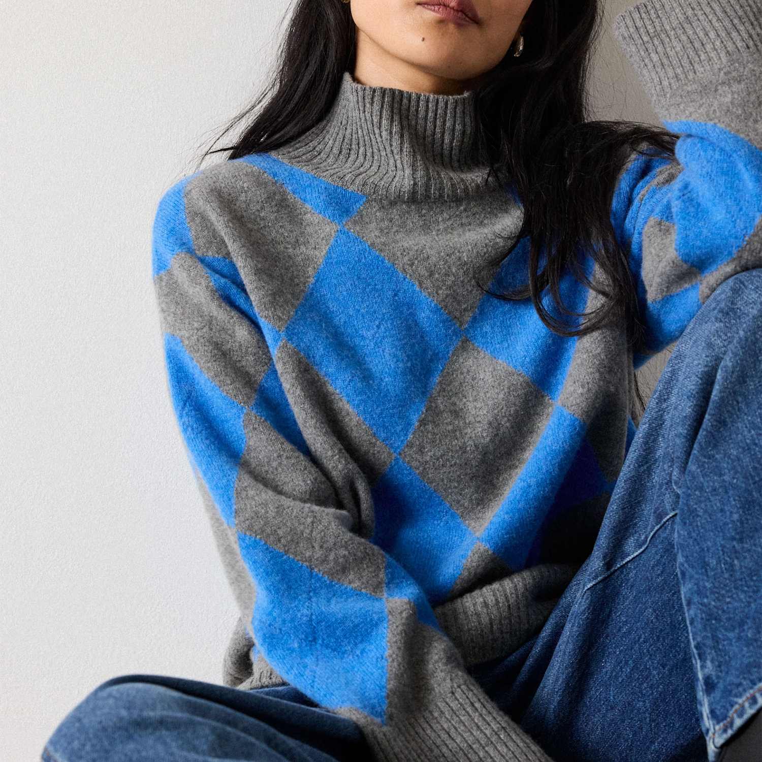 Whistles Women's Pure Wool Checked Knitted Top - Small - Multi - Available at M&S