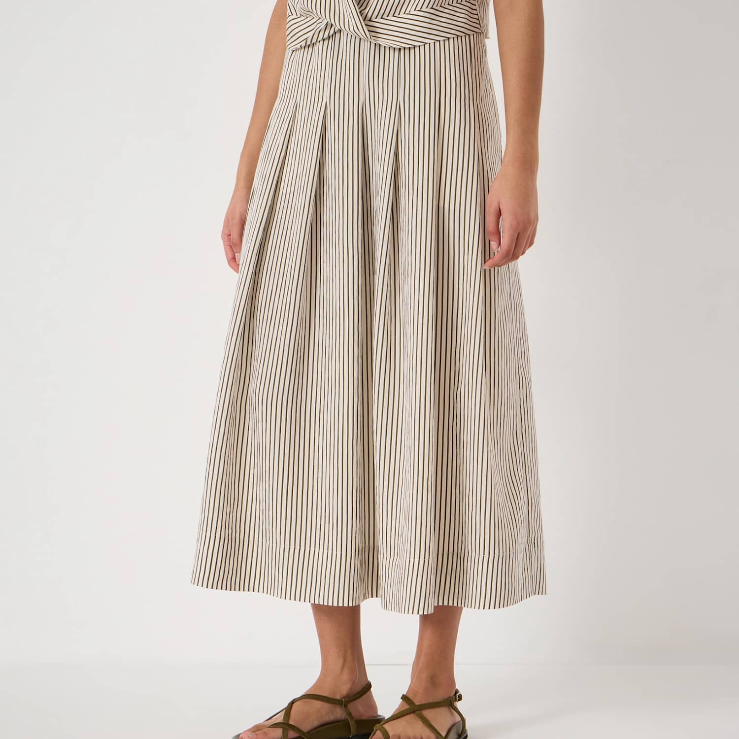 Hush Women's Striped Midi A-Line Skirt - Medium - Ivory Mix - Available at M&S