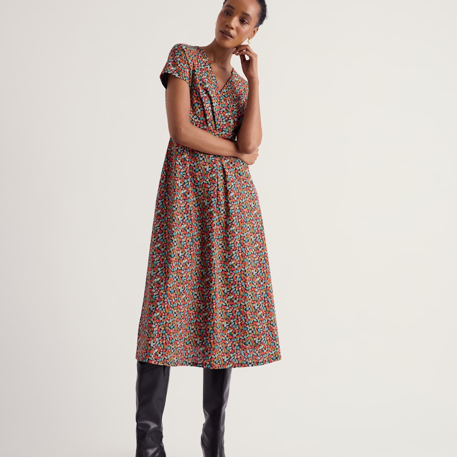 Seasalt Cornwall Women's Pure Cotton Floral V-Neck Midi Wrap Dress - 20 - Multi - Available at M&S