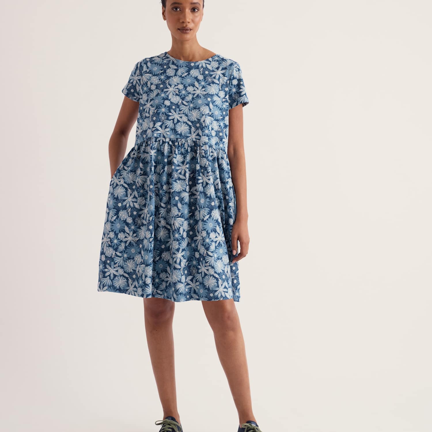 Seasalt Cornwall Women's Pure Cotton Floral Knee Length Shift Dress - 12 - Blue Mix - Available at M&S