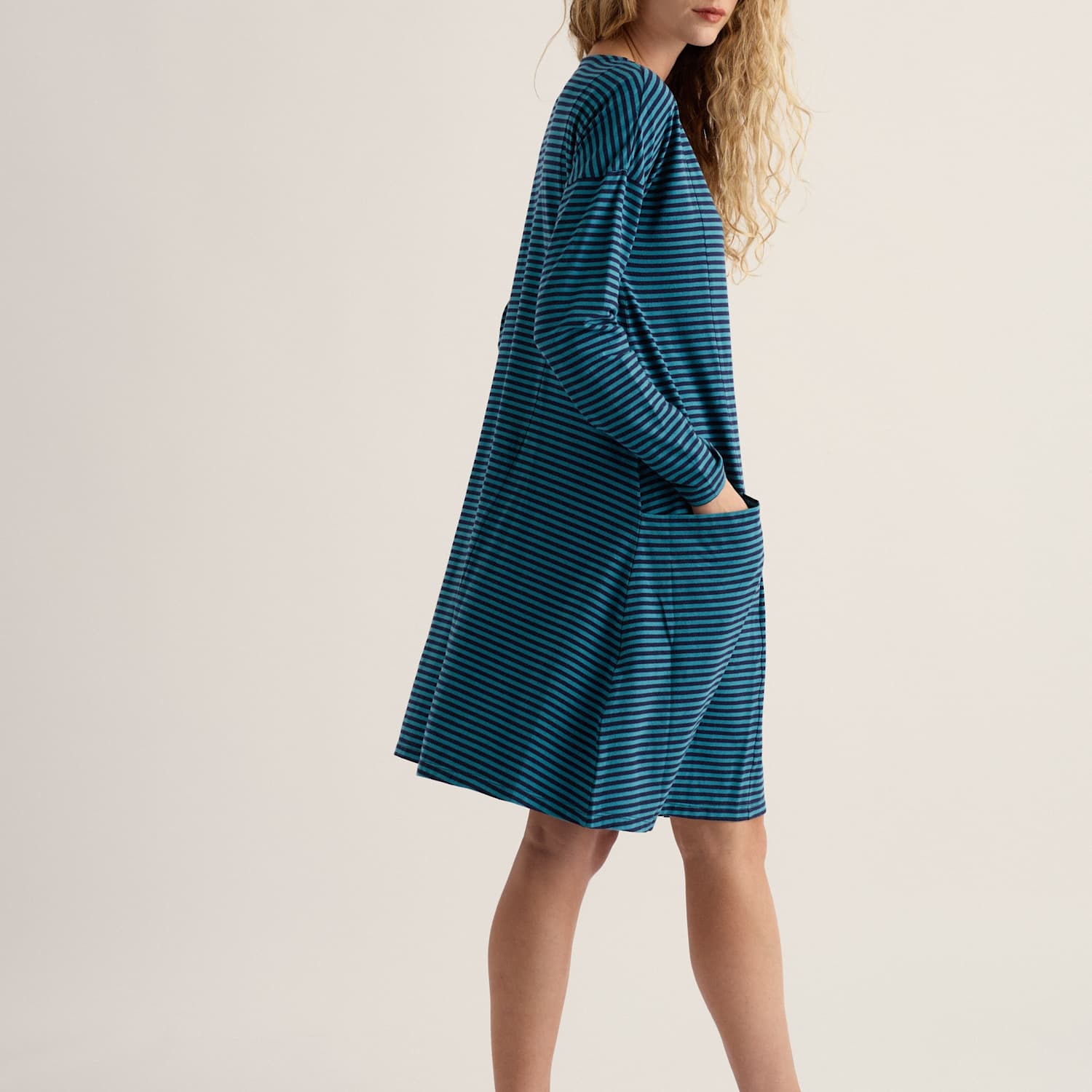 Seasalt Cornwall Women's Cotton Rich Striped Knee Length Swing Dress - 18 - Blue Mix - Available at M&S