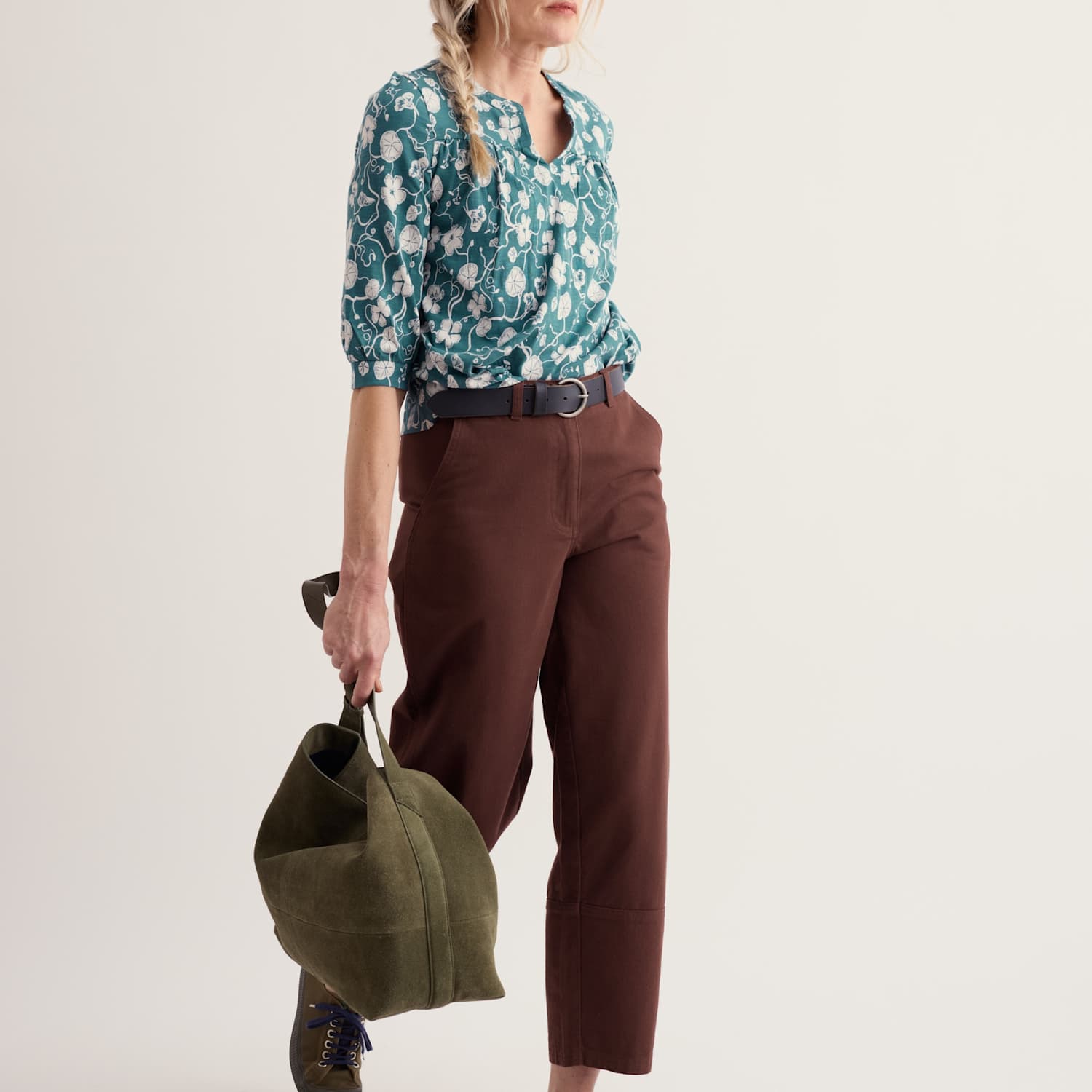 Seasalt Cornwall Women's Pure Cotton Floral Notch Neck Relaxed Top - 16 - Blue Mix - Available at M&S