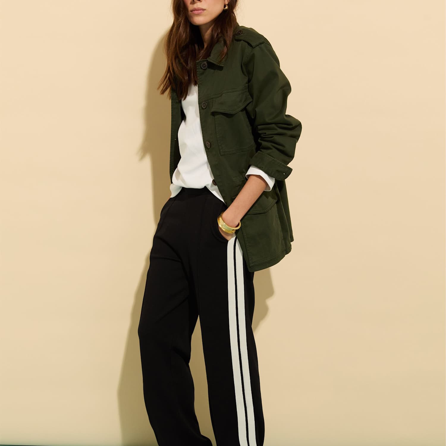 Baukjen Women's Ponte Side Stripe Wide Leg Trousers - 10 - Black Mix - Available at M&S