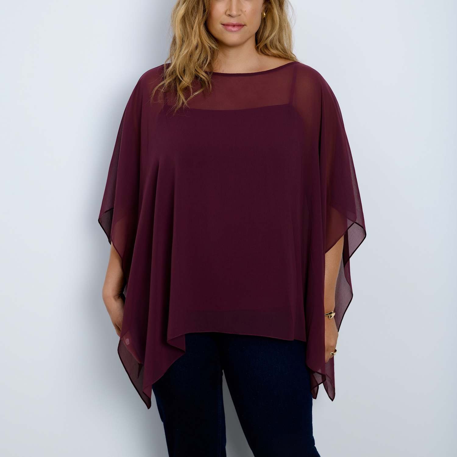 Live Unlimited London Women's Curve Fit Slash Neck Blouse - 22 - Burgundy - Available at M&S