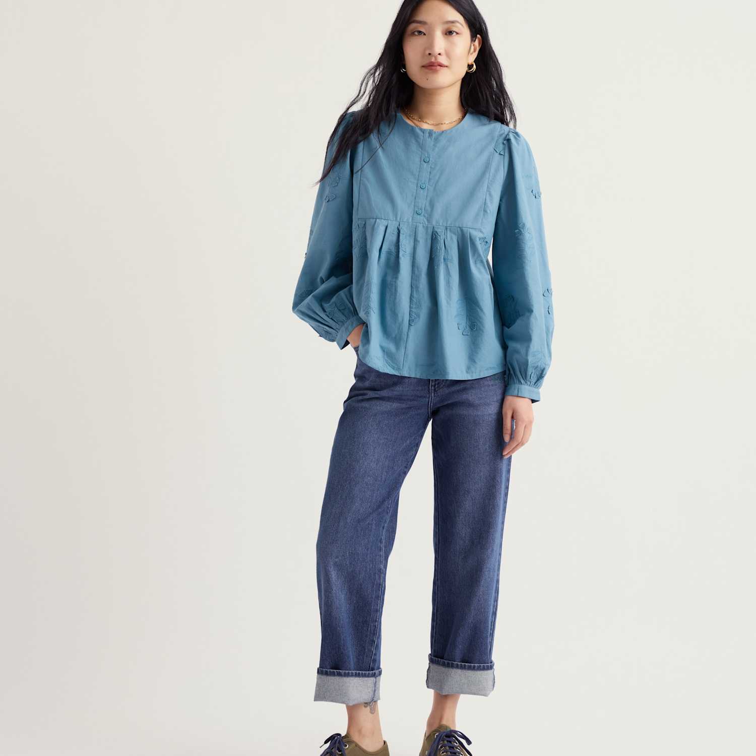 Seasalt Cornwall Women's Pure Cotton Embroidered Relaxed Shirt - 14 - Blue Mix - Available at M&S