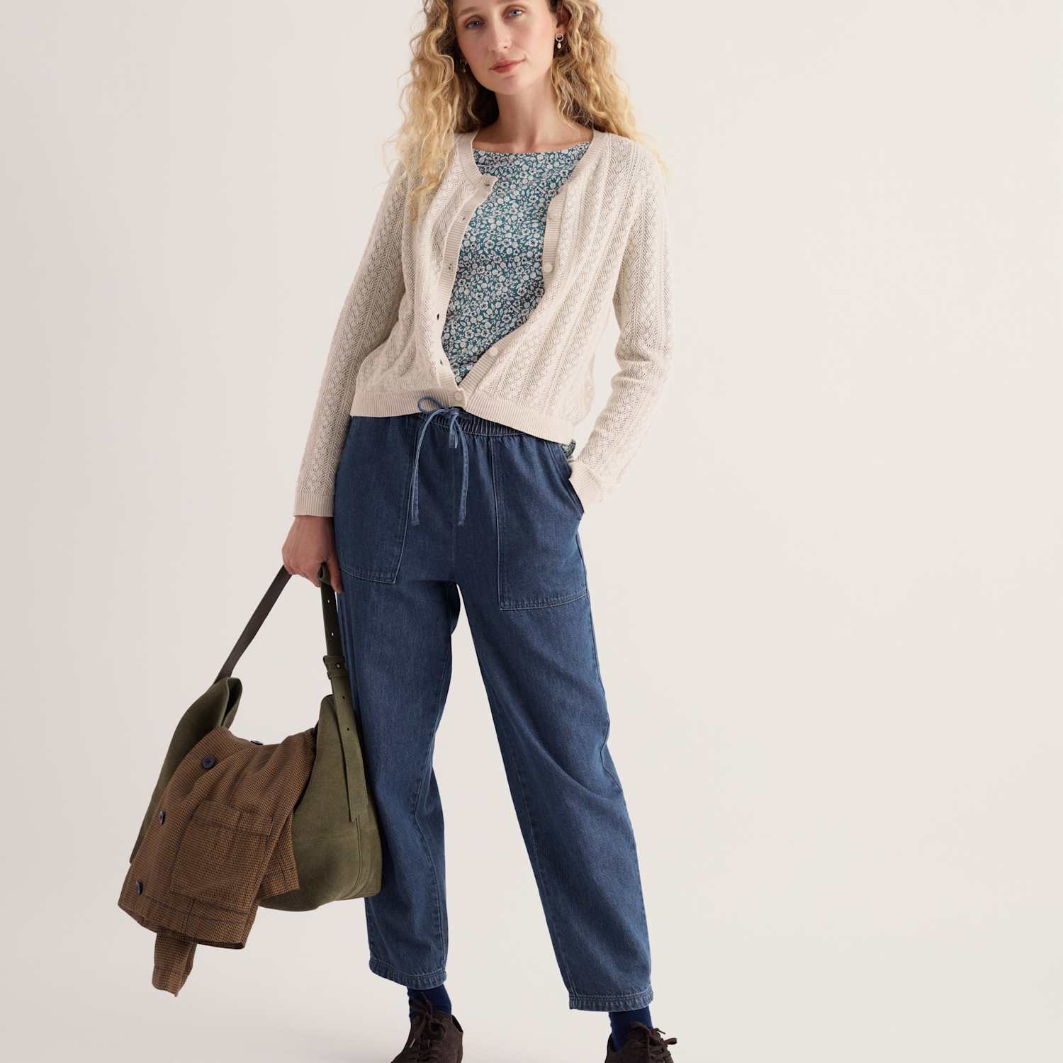 Seasalt Cornwall Women's Cotton Rich Floral Round Neck Top - 10 - Light Blue Mix - Available at M&S