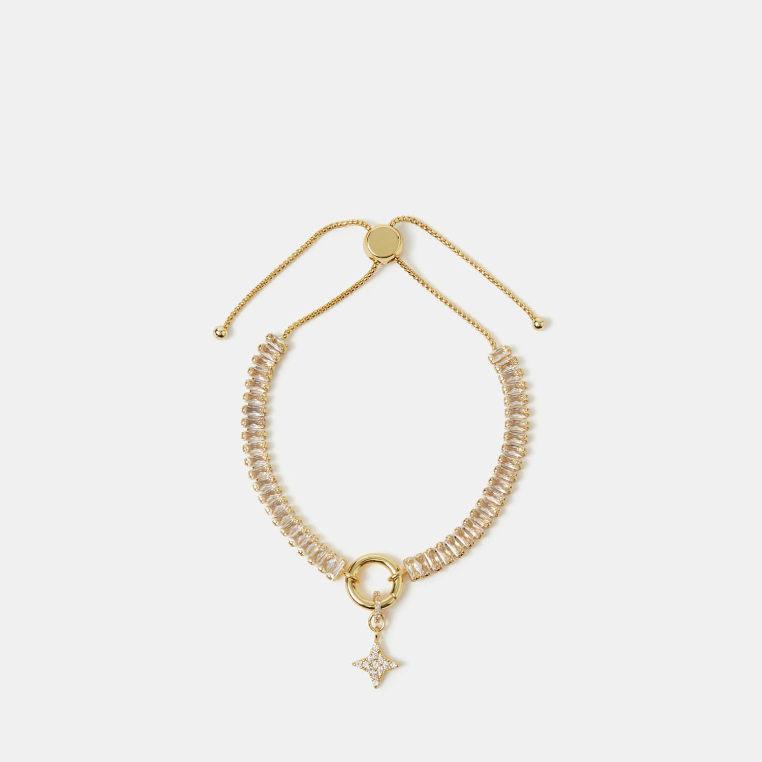 Accessorize Women's 14ct Gold Plated Baguette Charm Bracelet - Available at M&S