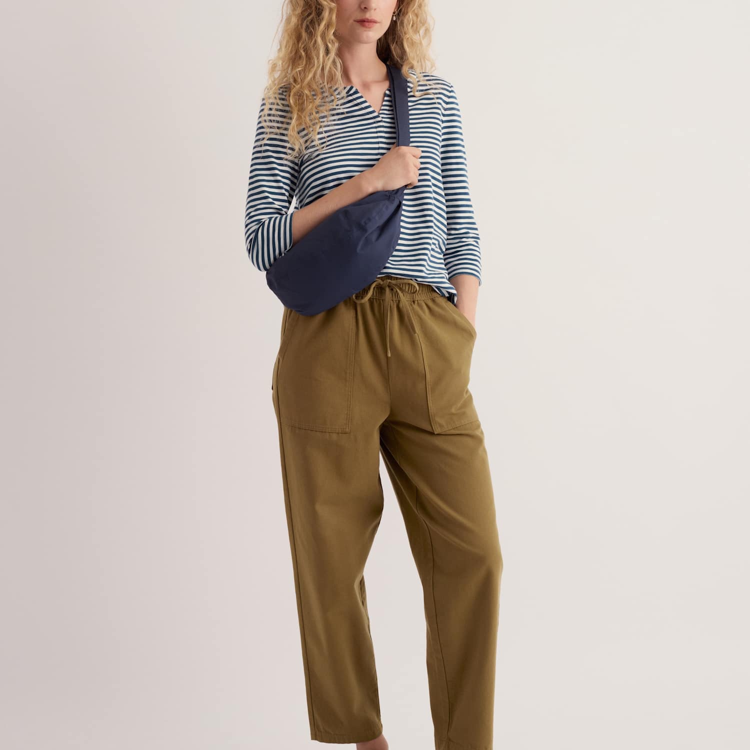 Seasalt Cornwall Women's Pure Cotton Striped Notch Neck Top - 20 - Navy Mix - Available at M&S
