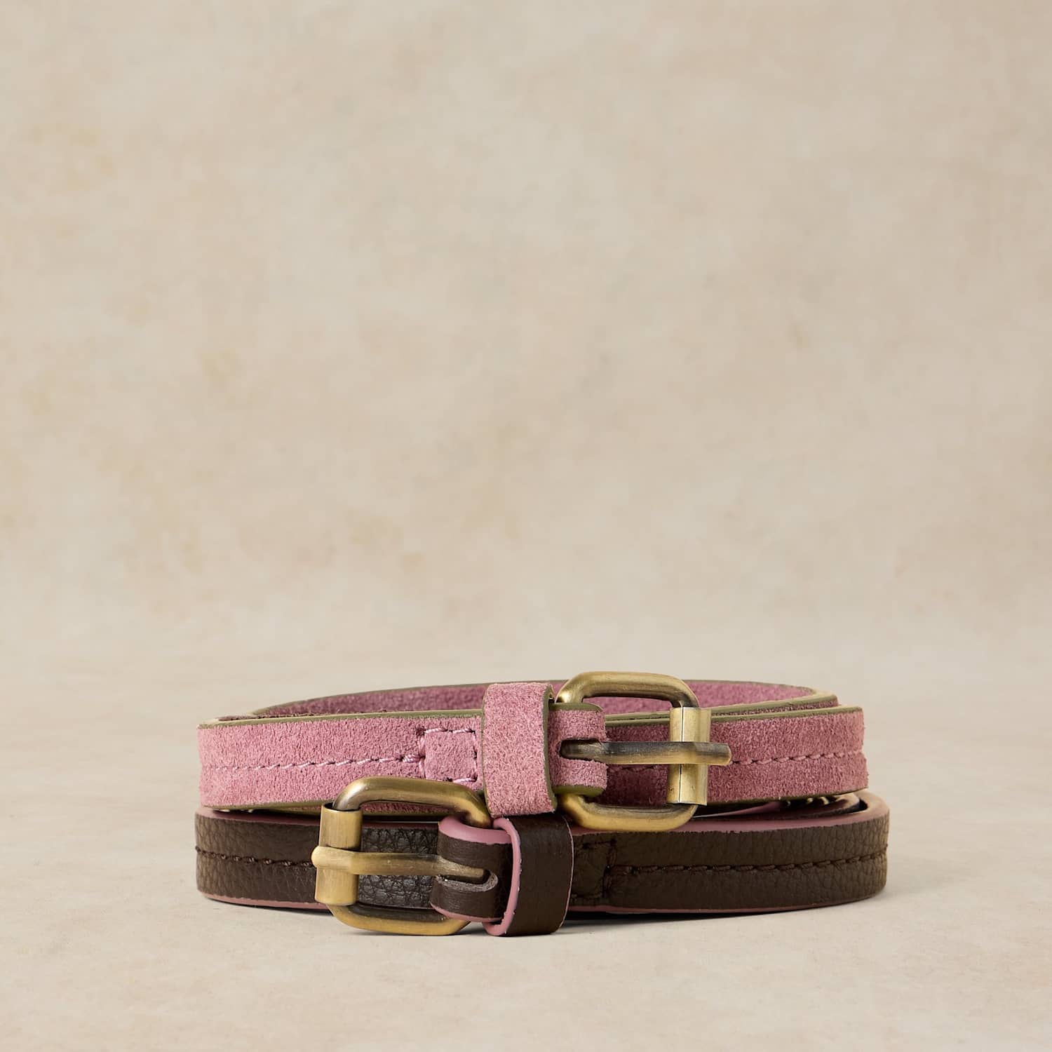 White Stuff Women's 2 Pack Leather Jeans Belt - Medium-Large - Pink Mix - Available at M&S