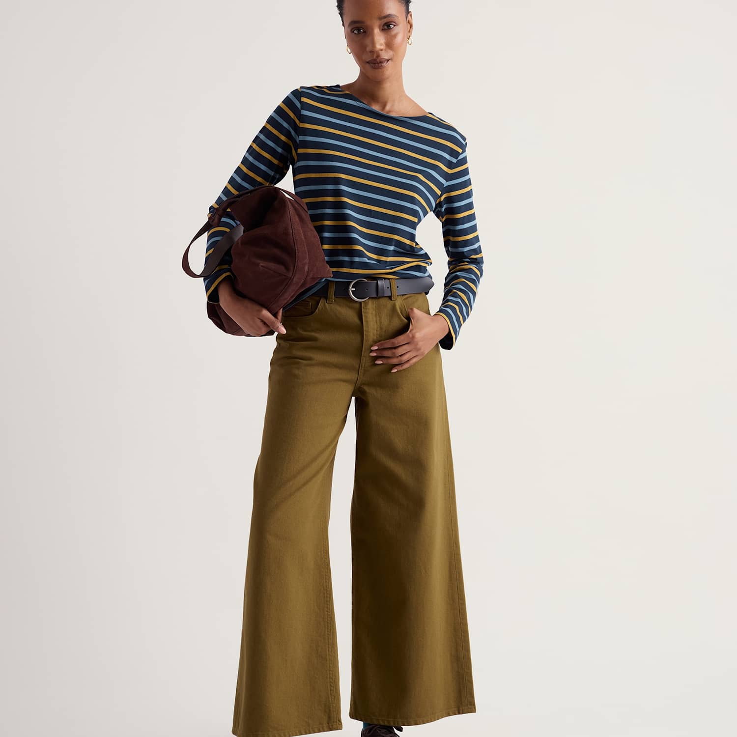 Seasalt Cornwall Women's Pure Cotton Striped Crew Neck Top - 10 - Blue Mix - Available at M&S